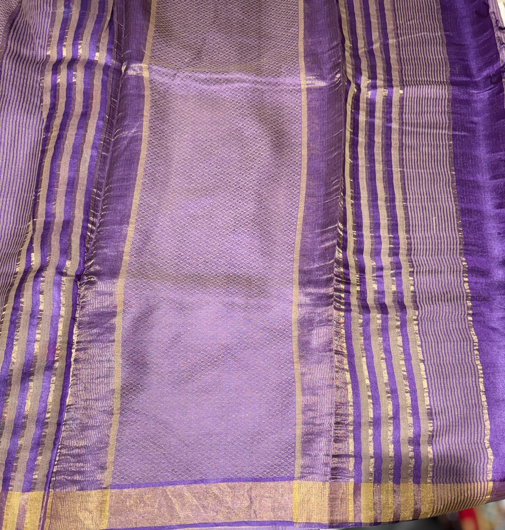 Brinjal Tussar Brocade Saree With Statement Red Rose Embroidery.