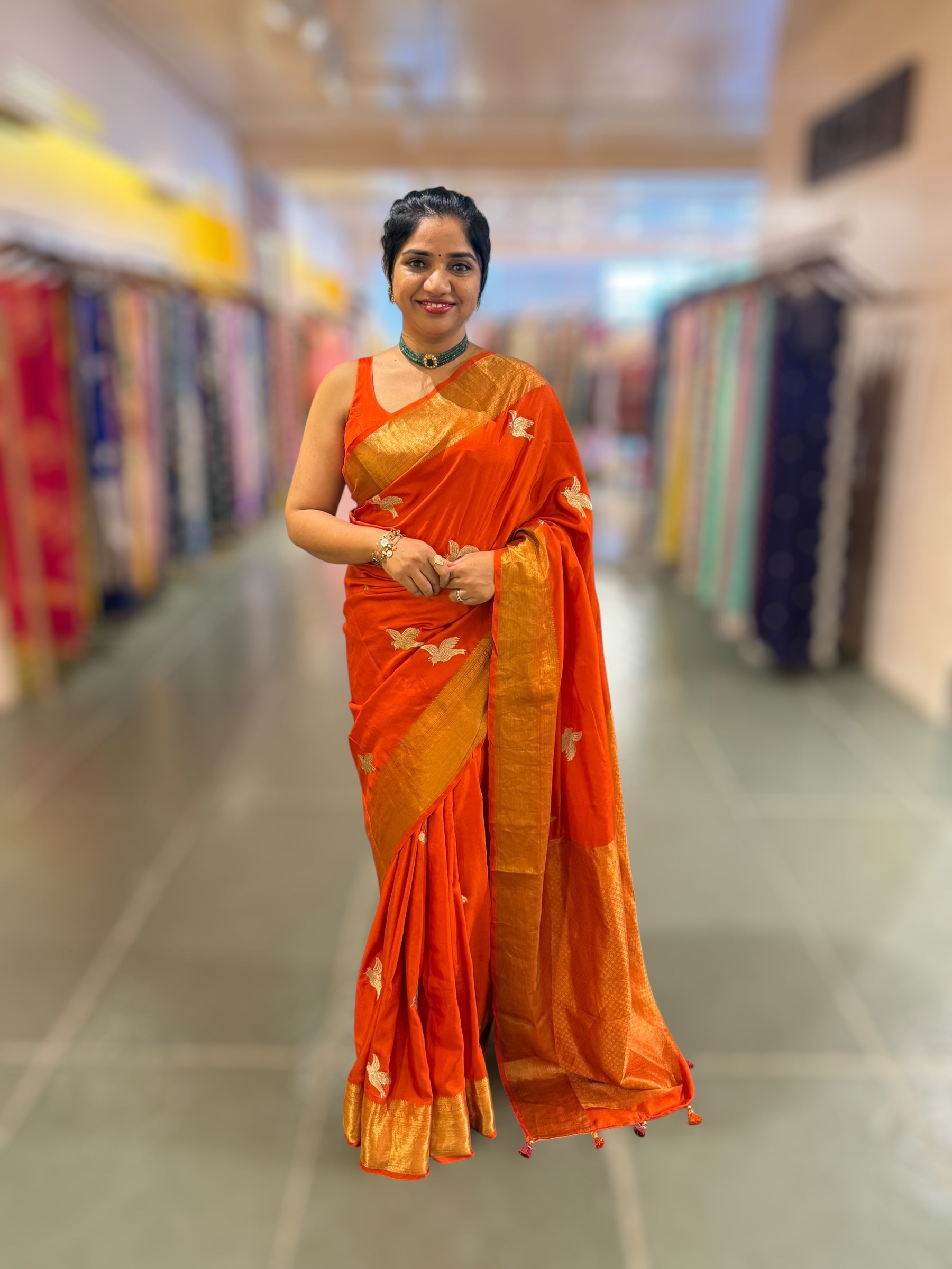 Orange Kanchi Soft Drape Saree