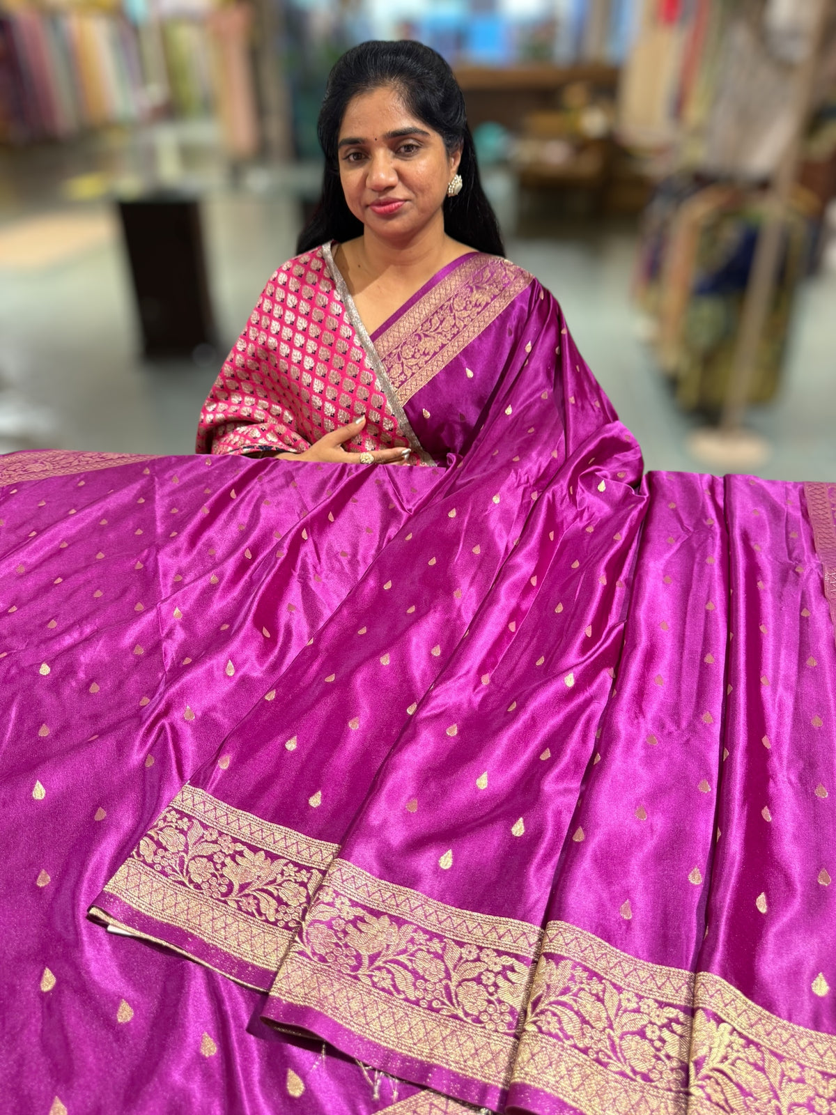 Majenta Mashru Silk Saree