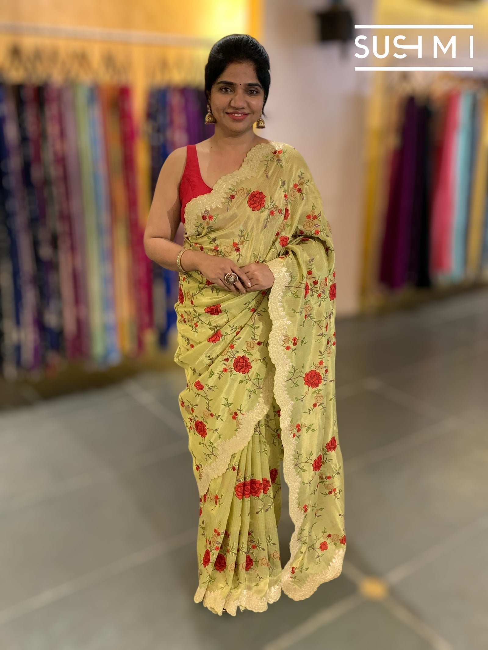 Pastel Green Designer Banarasi Brocade Tissue Saree S62112