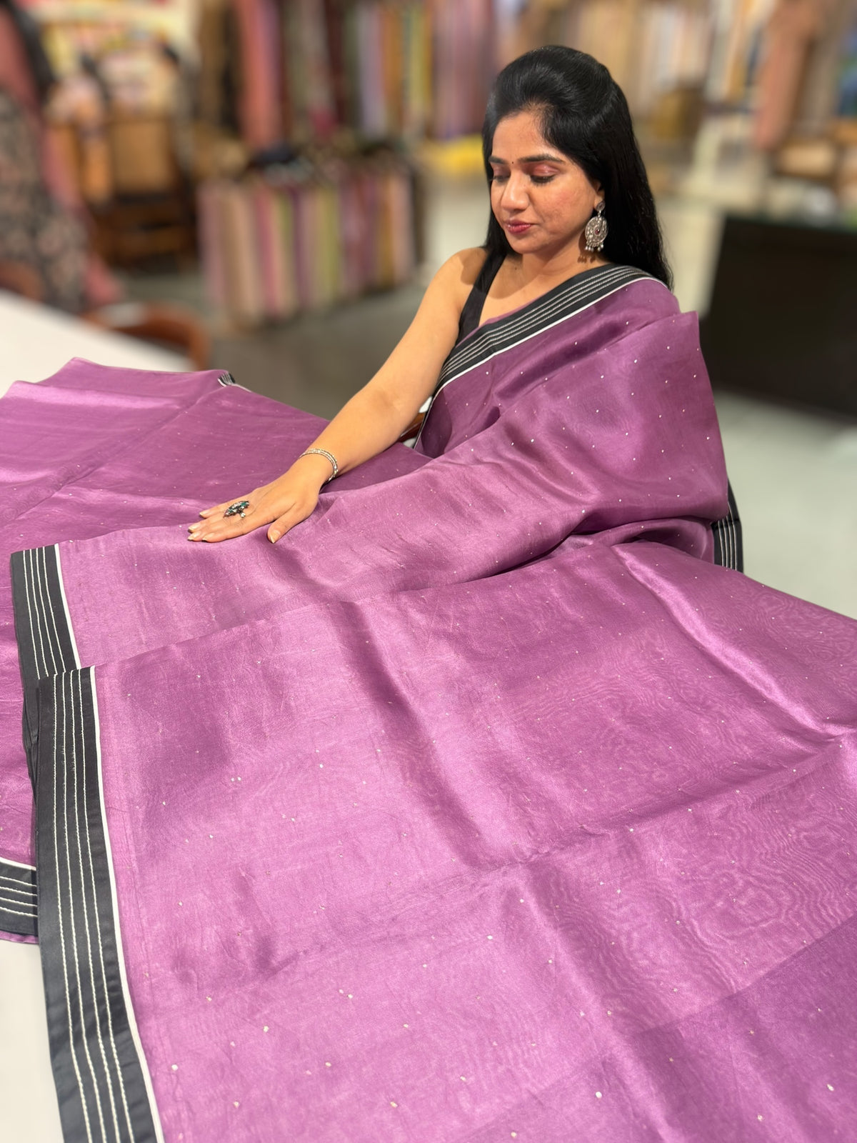 Winish purple Organza Saree with embroidered blouse