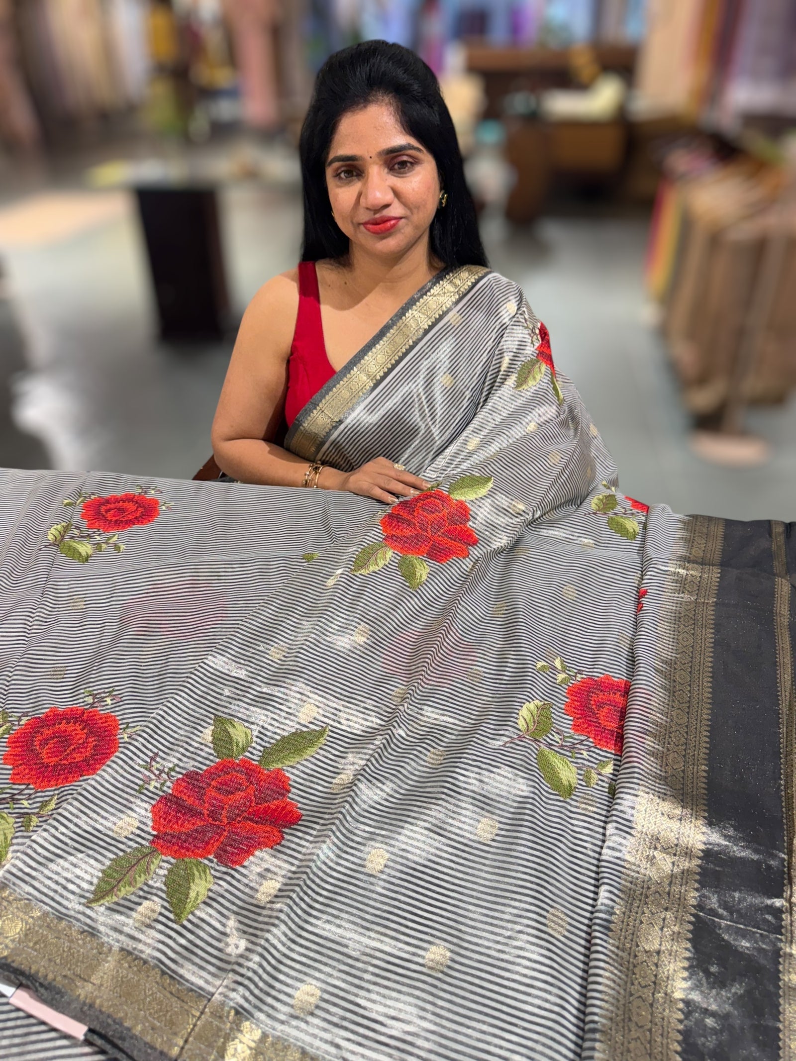 Banarasi tissue with embroidery