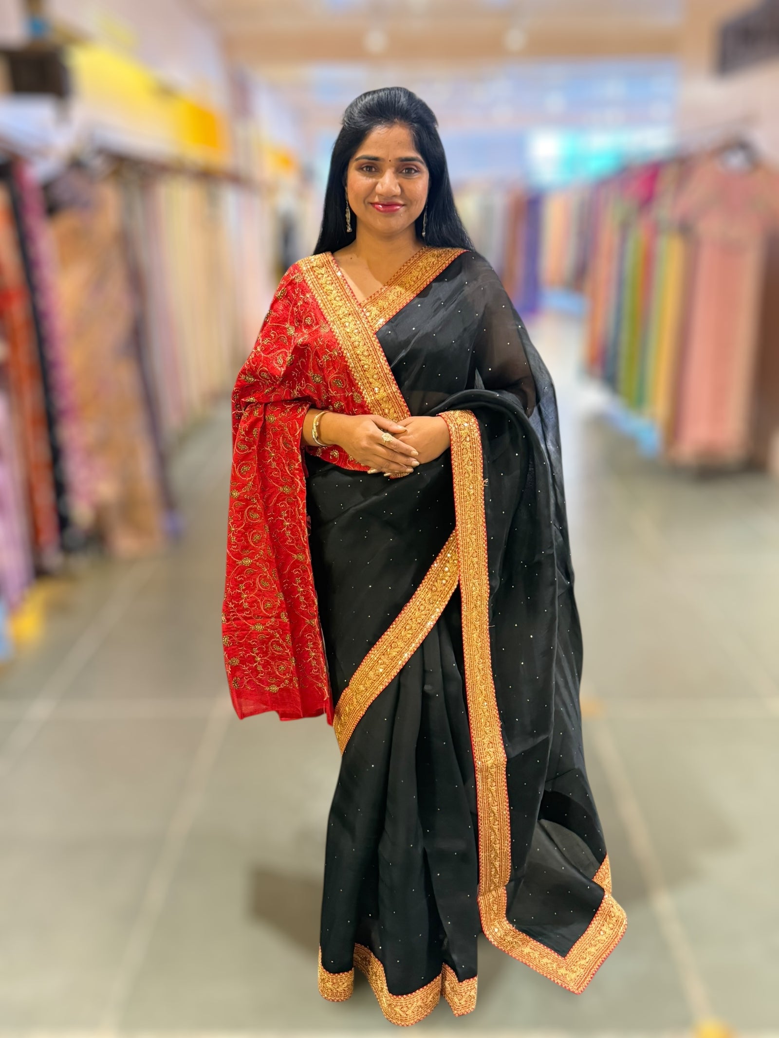 Black Organza with sabyasachi borders