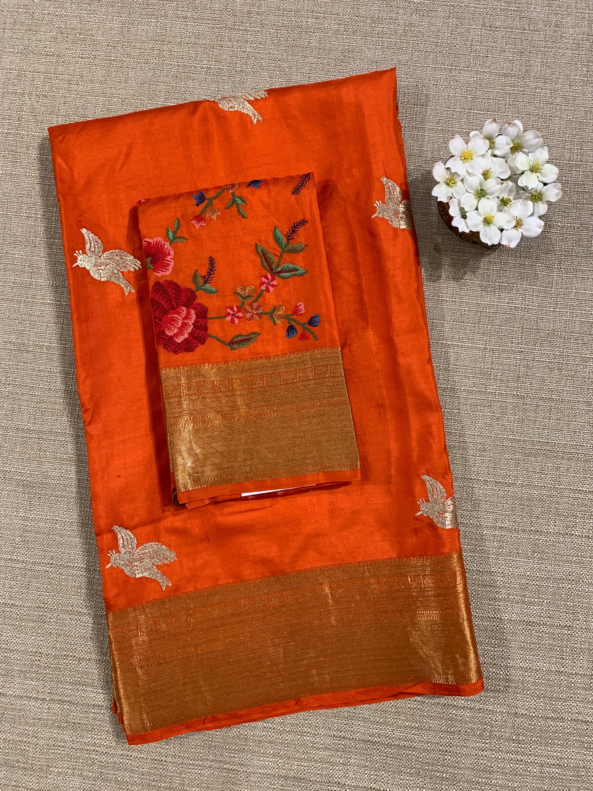 Orange Kanchi Soft Drape Saree