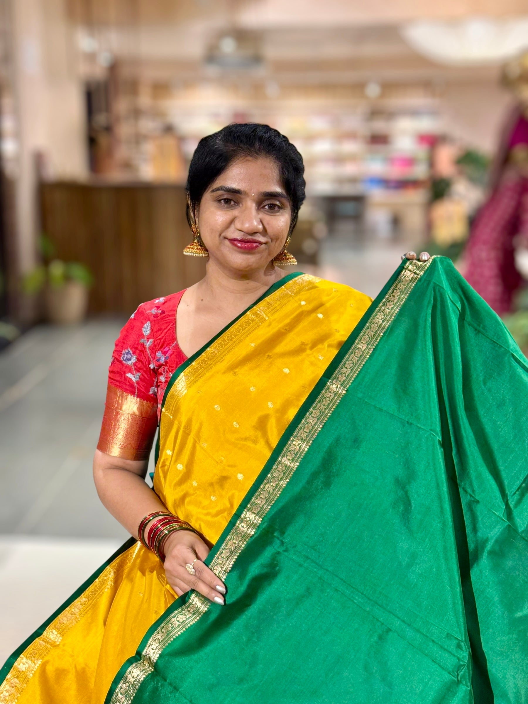 Banarasi Katan Silk Saree With Petite Point Embroidered Silk Blouse