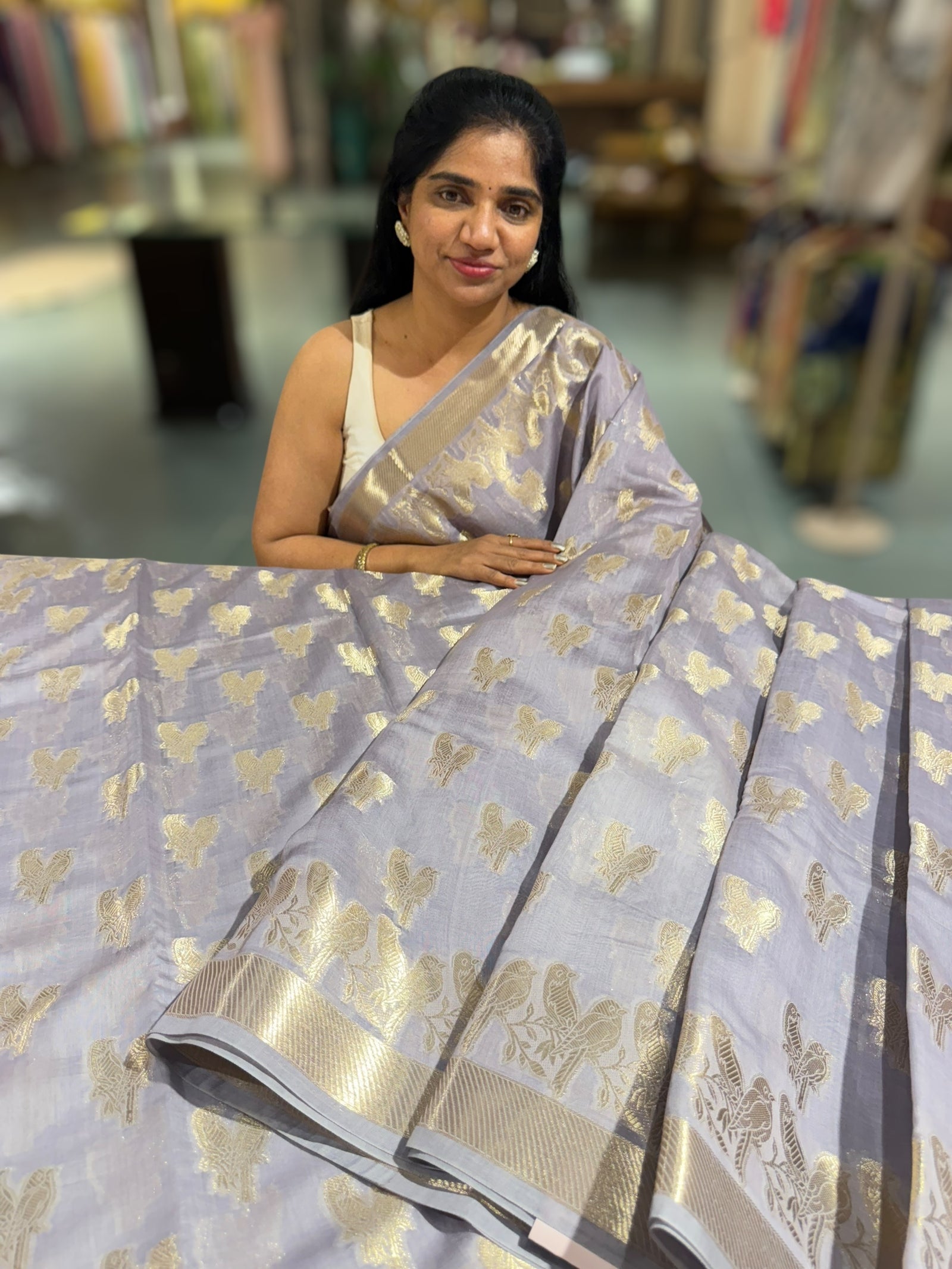 Dusty mauve Banarasi Mul Silk Cotton Saree