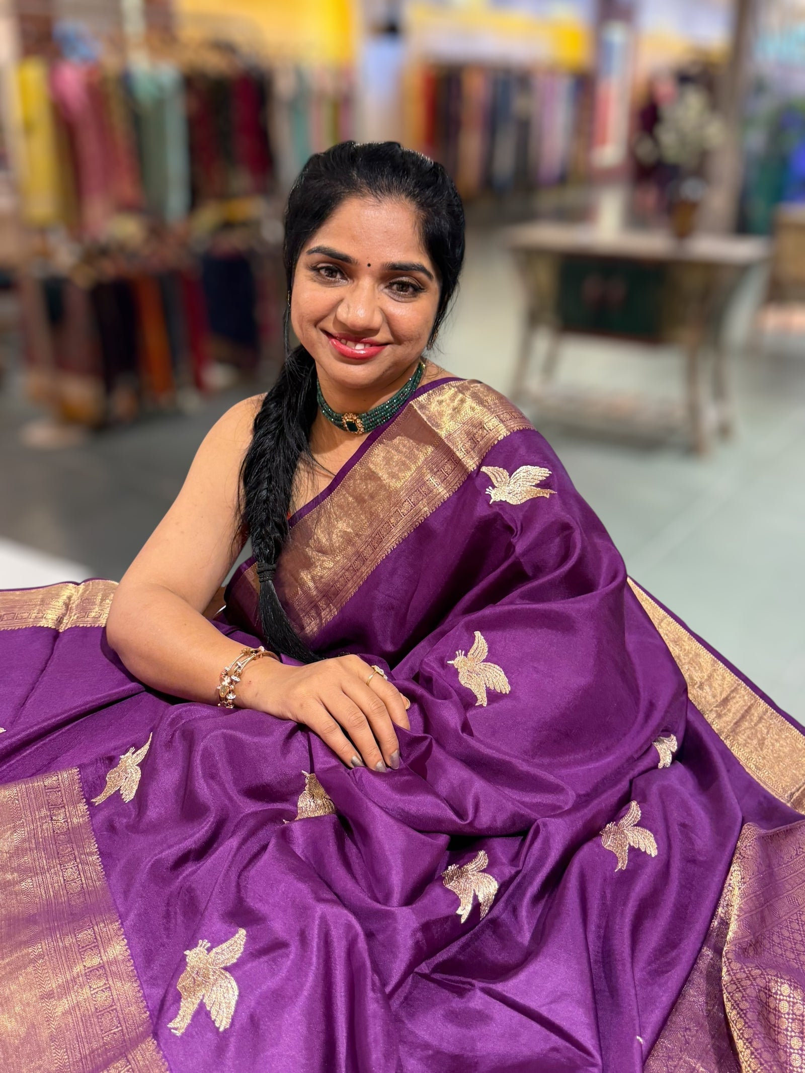 Brinjal Kanchi Soft Drape Saree