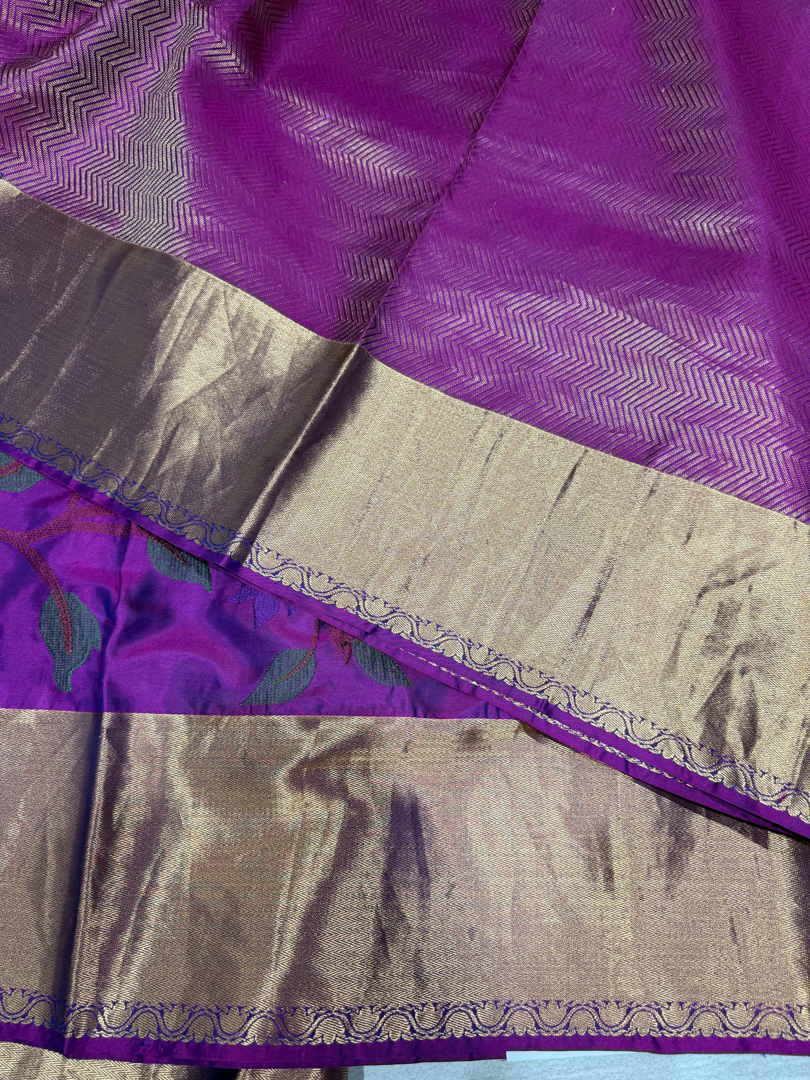 Majenta Purple Kanchi Soft Silk Saree with embroidery : S62F178