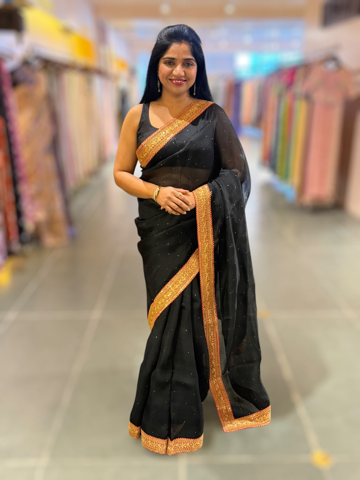 Black Organza with sabyasachi borders