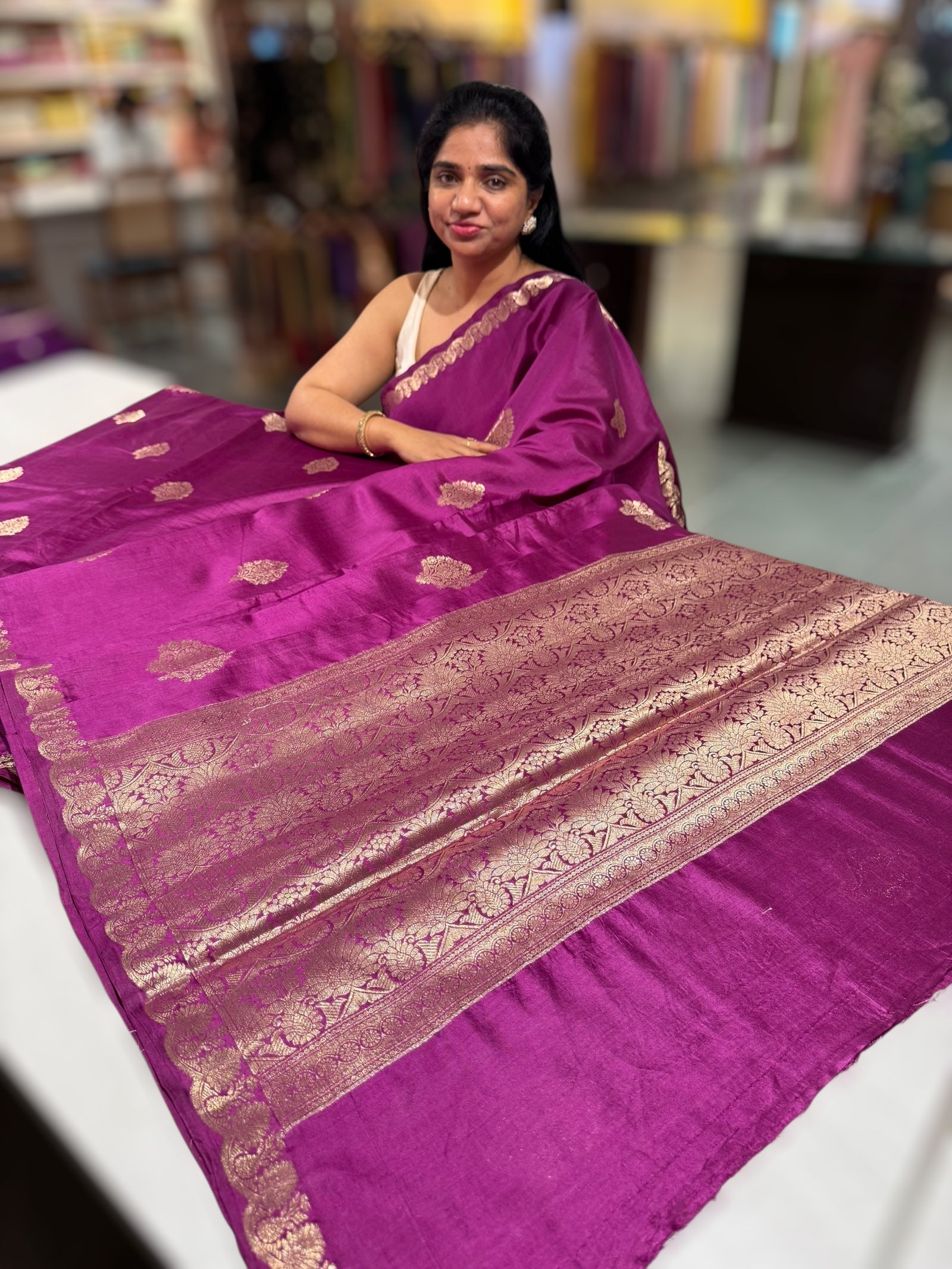 Majenta Purple Banarasi Puna Silk Saree