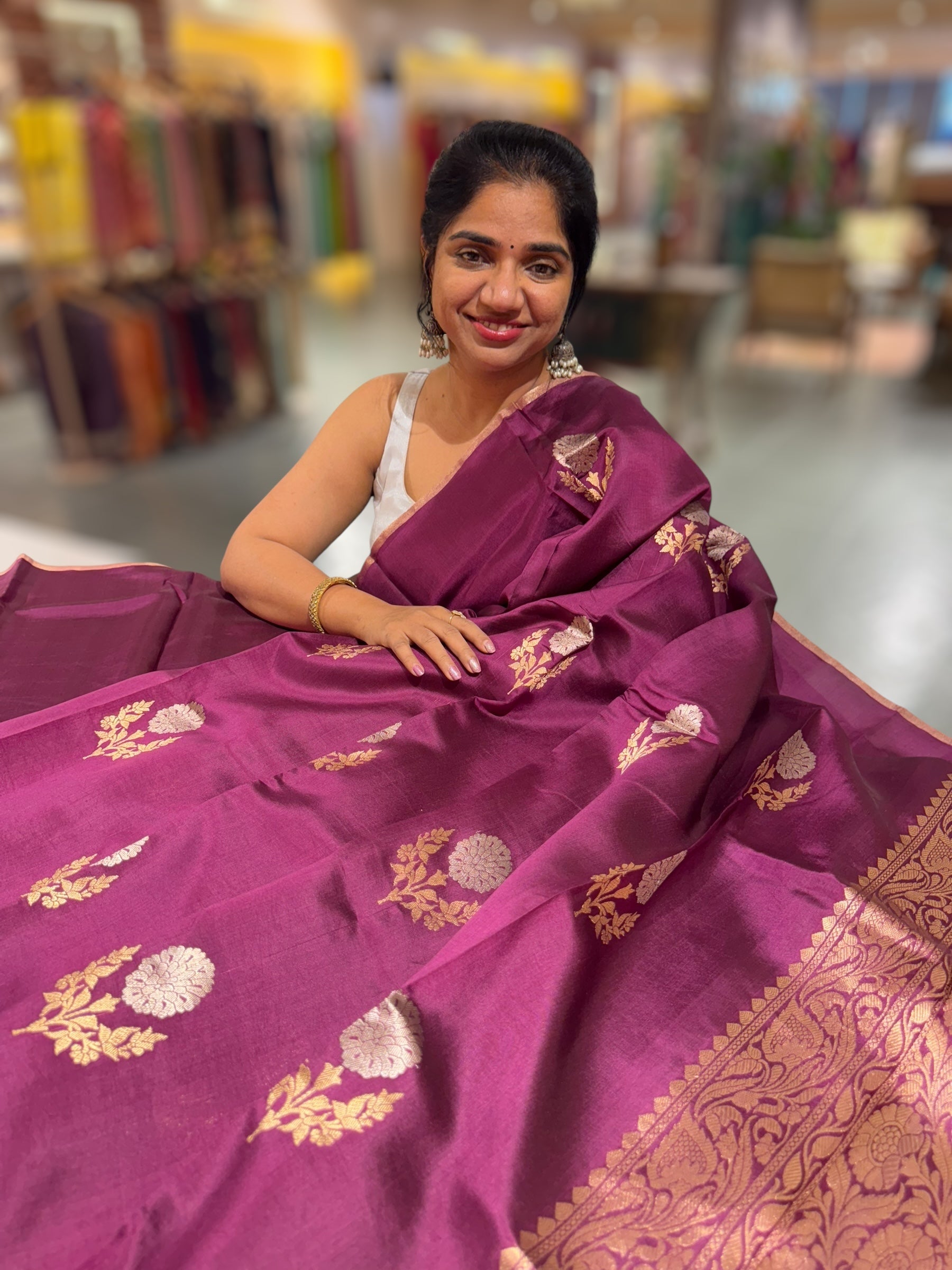 Wine Borderless Raw Mango Silk Saree