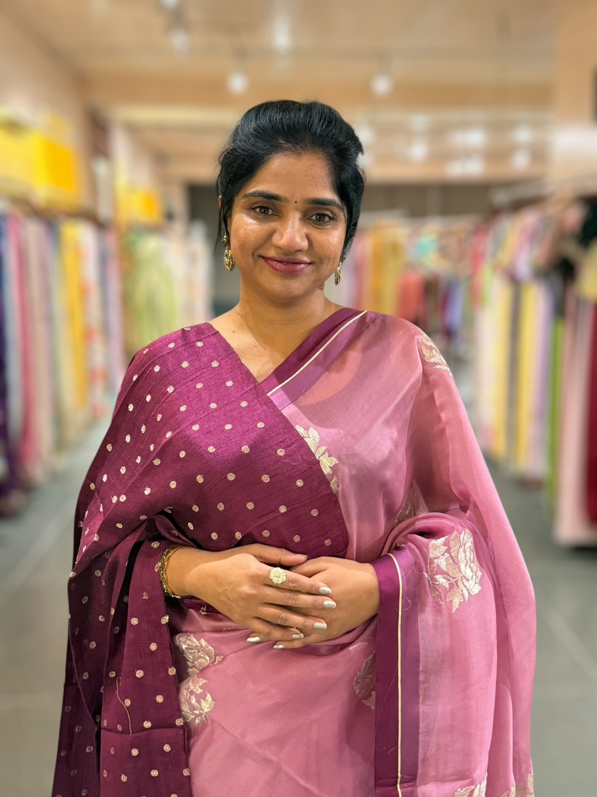 Dusty Pink Pure Organza with embroidery