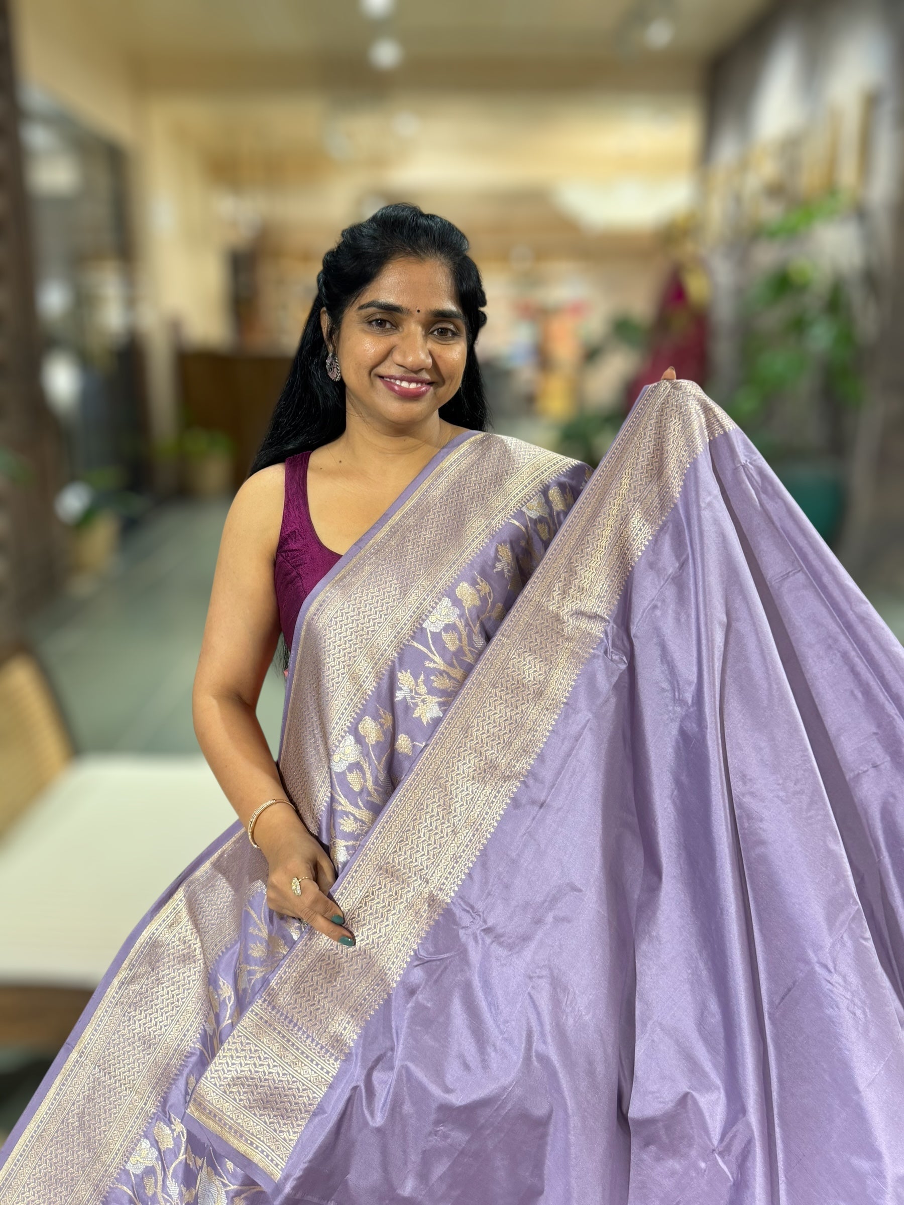Lilac Banarasi Ektara Silk Saree