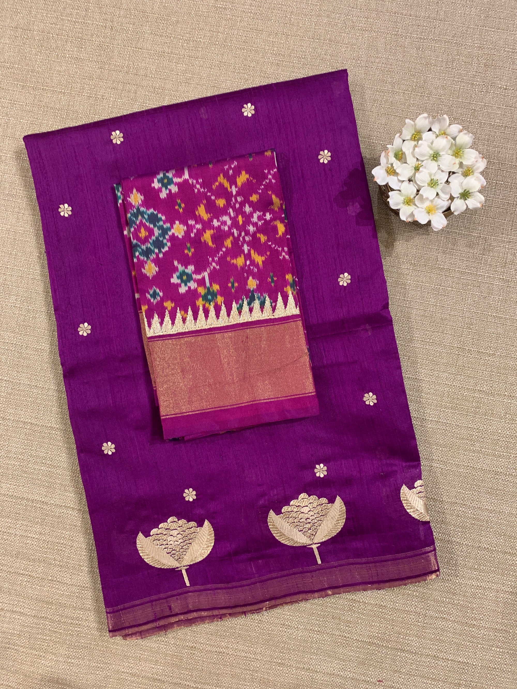 Purple Pure Handloom Raw Silk Saree