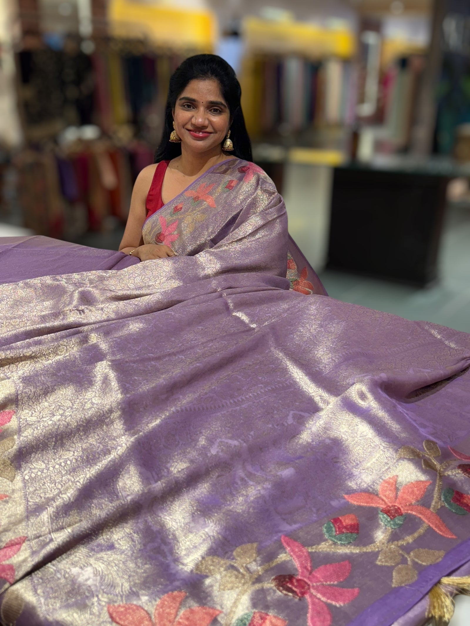 Lilac Banarasi Brocade tissue saree with tonchui style weaving & pythani inspired embroidered border