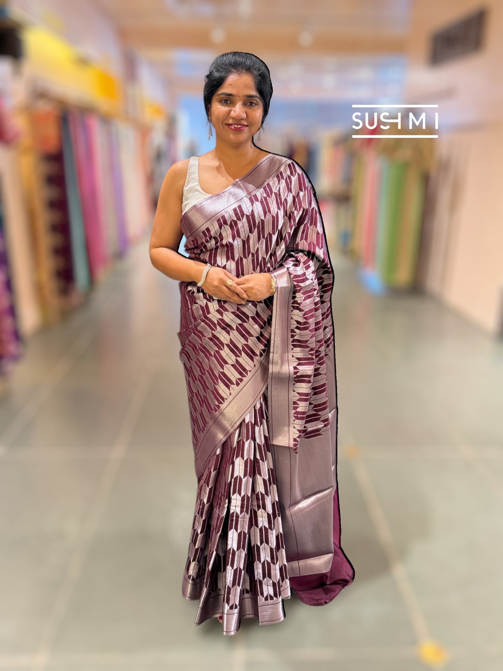 Winish Brown Banarasi chinia brocade saree