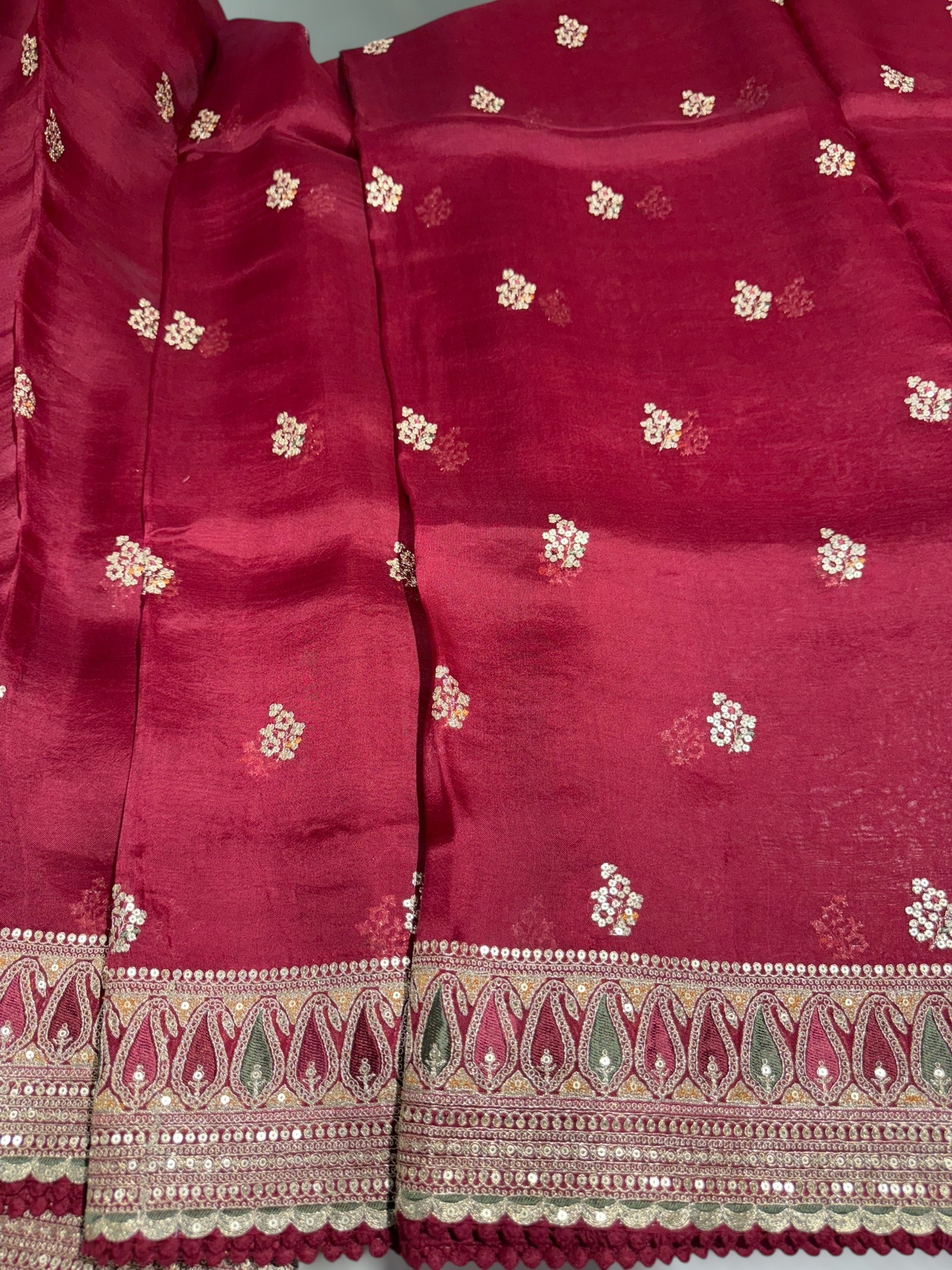 Maroon sabhyasachi style Pure Organza Saree
