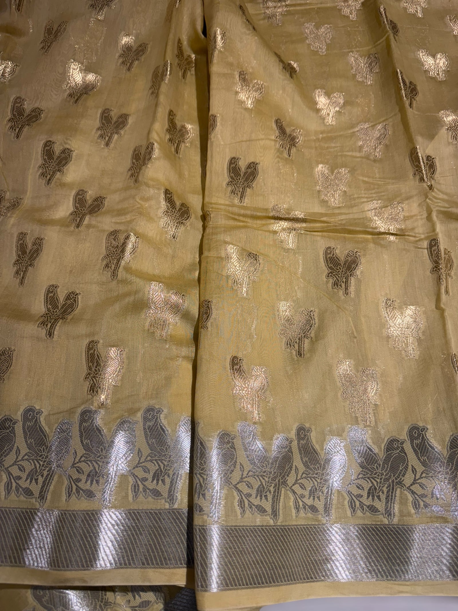 Pastel Yellow Banarasi Mul Silk Cotton Saree