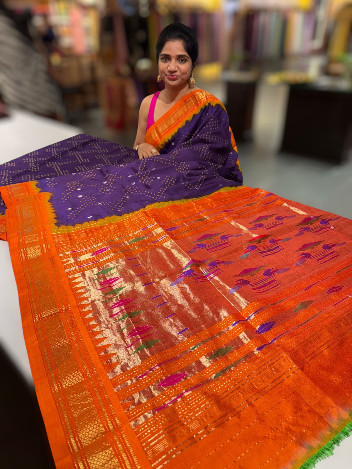Pure handloom Bandhini paithani saree
