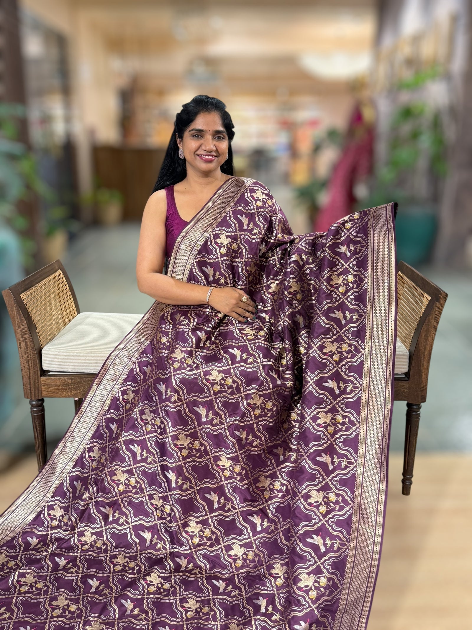 Wine Designer Banarasi Silk Saree