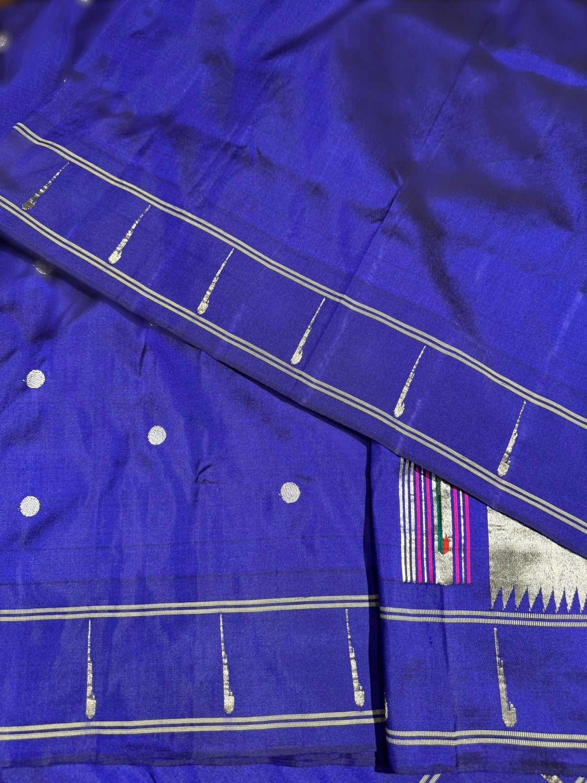 Purplish BluePure handloom paithani silk saree with single muniya border