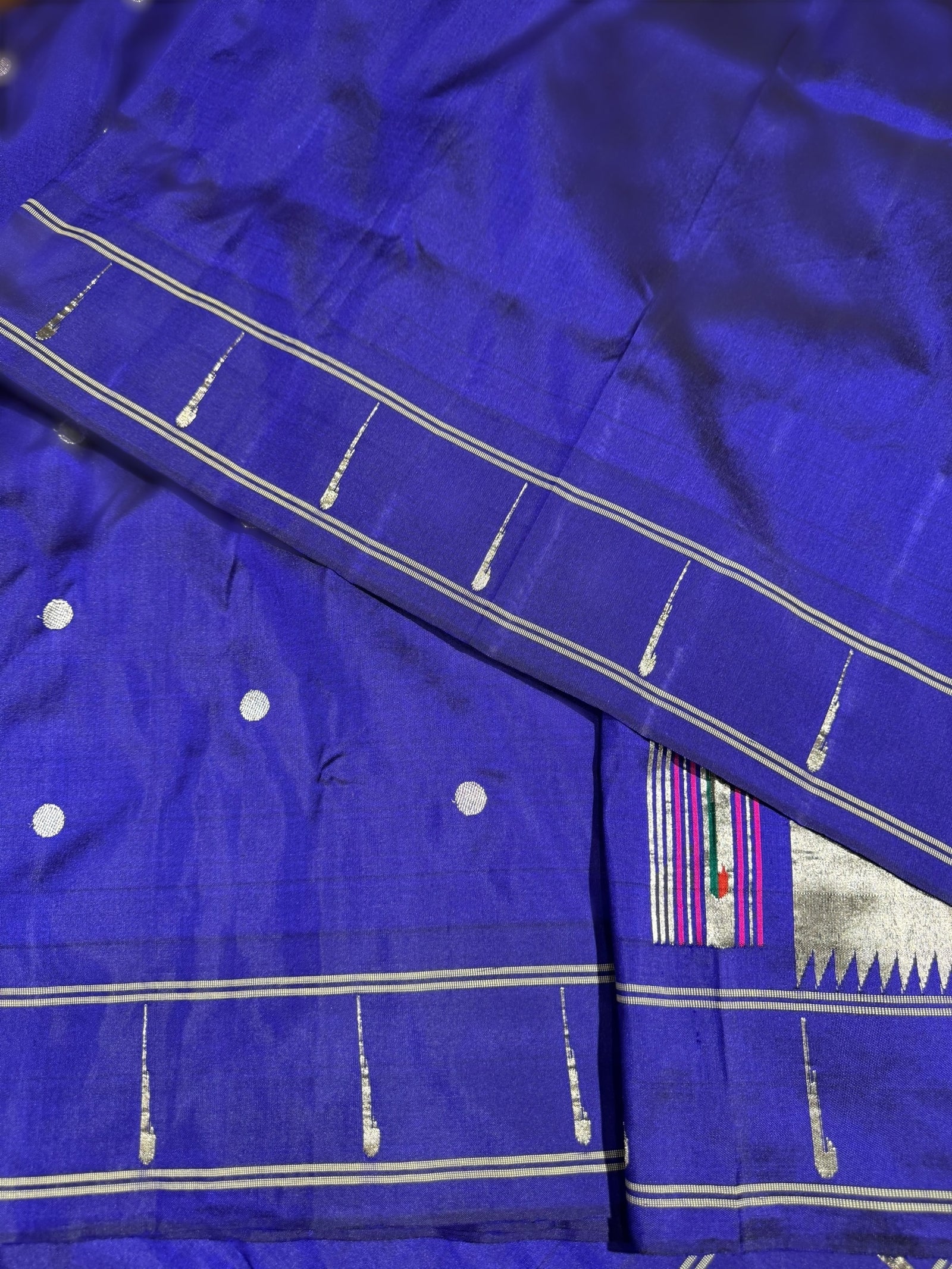 Purplish BluePure handloom paithani silk saree with single muniya border