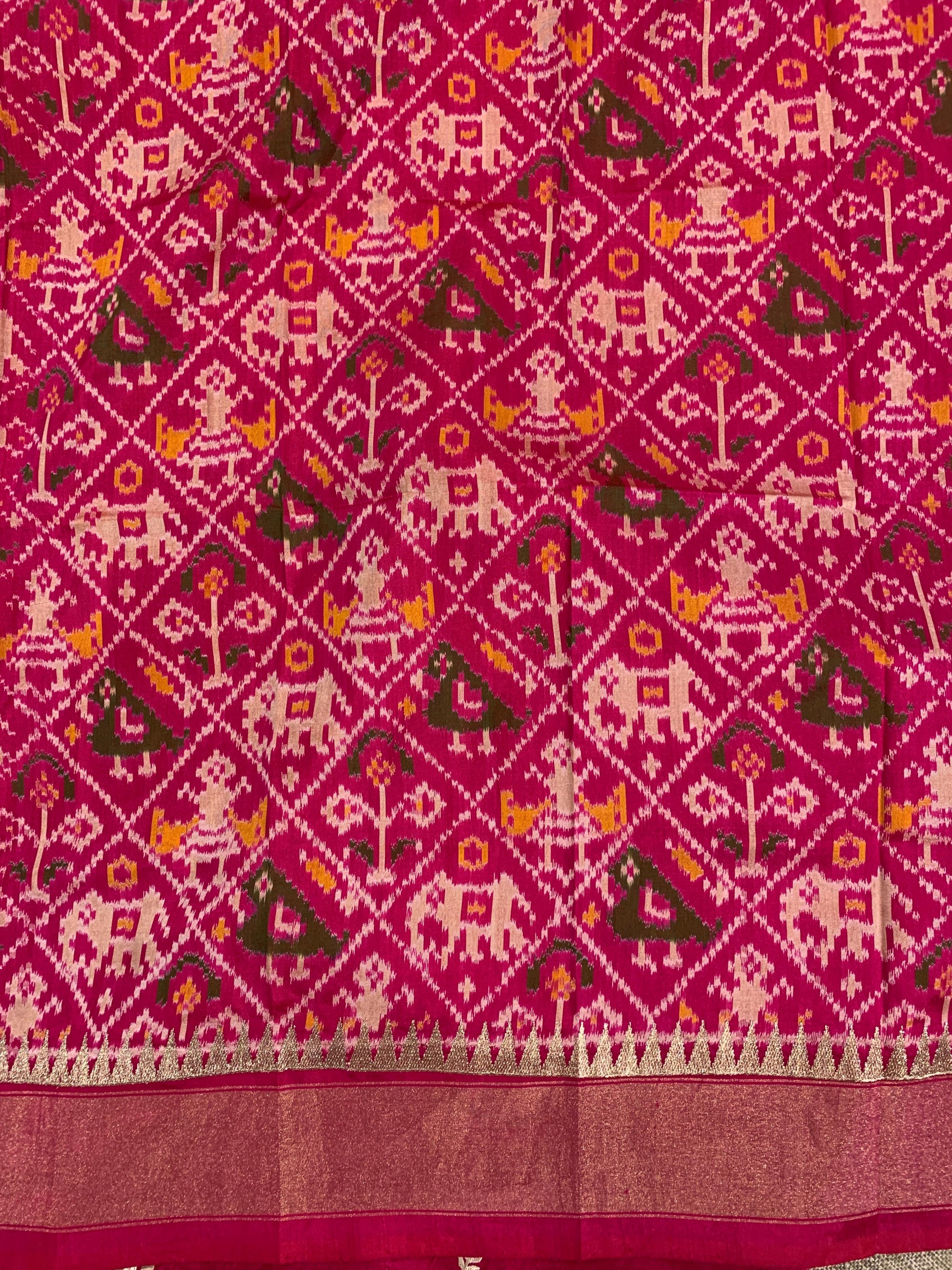 Dark Pink Pure Handloom Raw Silk Saree