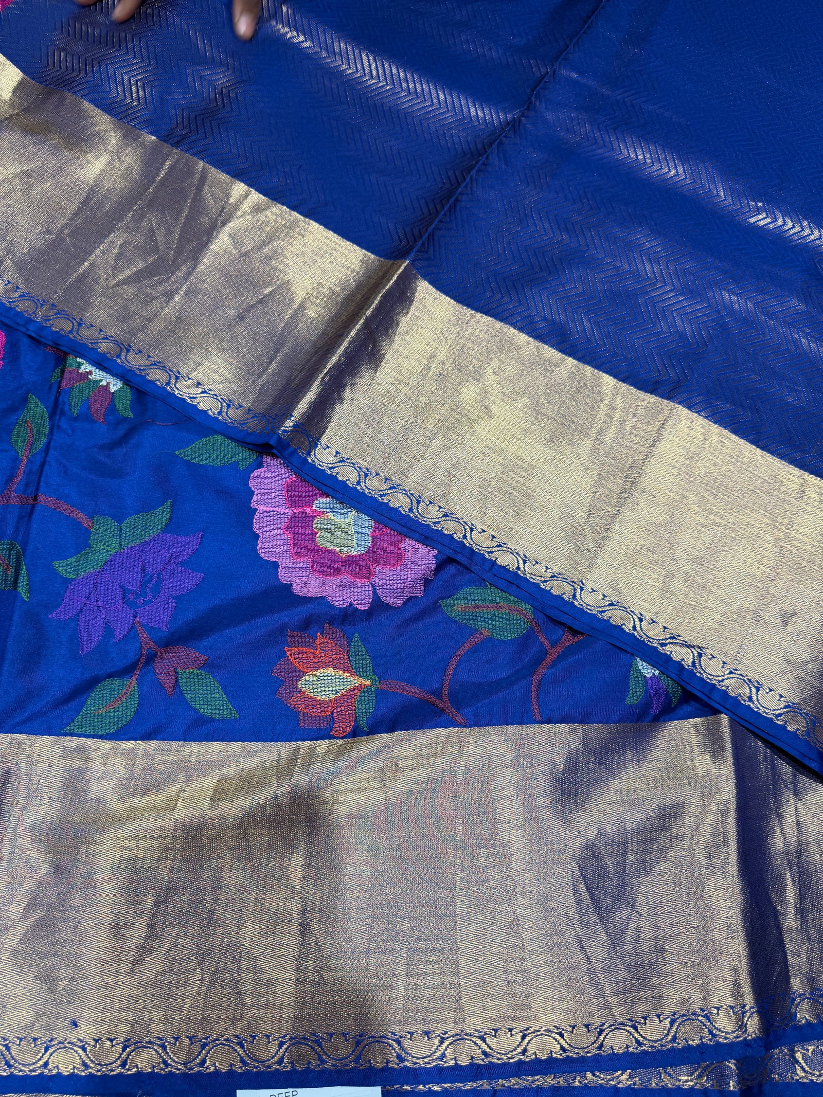 Royal Blue Kanchi Soft Silk Saree with embroidery : S62F176