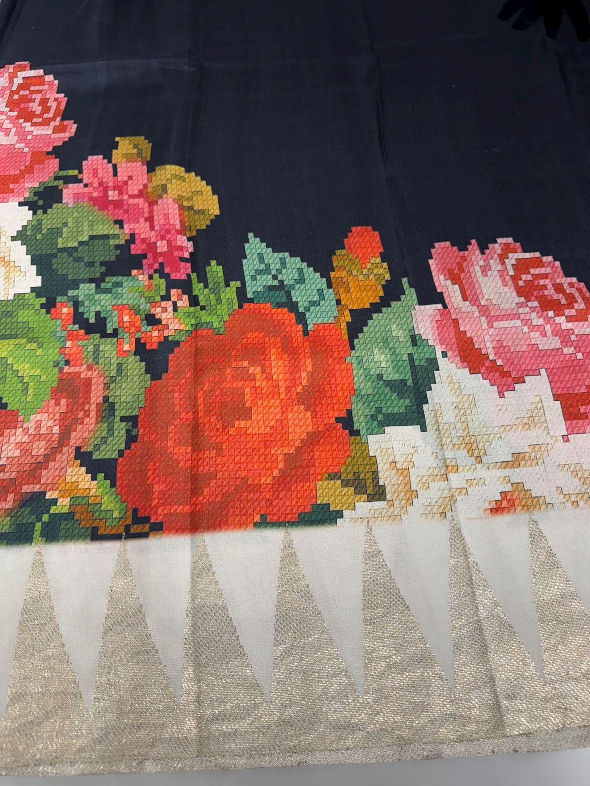 Kanchi soft silk Designer printed saree with temple border