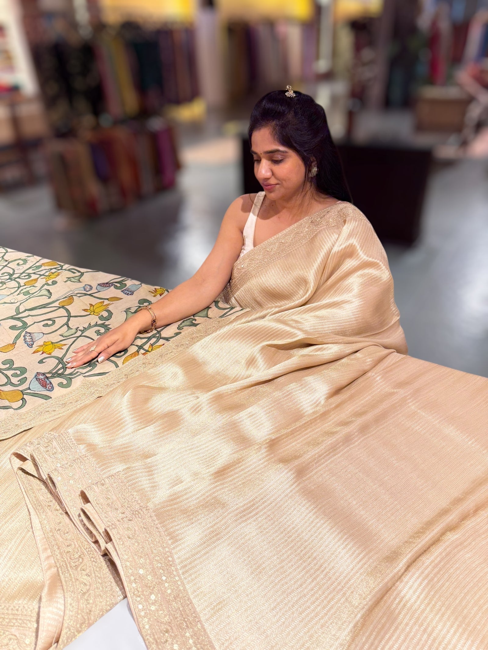 Ivory Banarasi brocade with sabyasachi borders and pen kalamkari Blouses