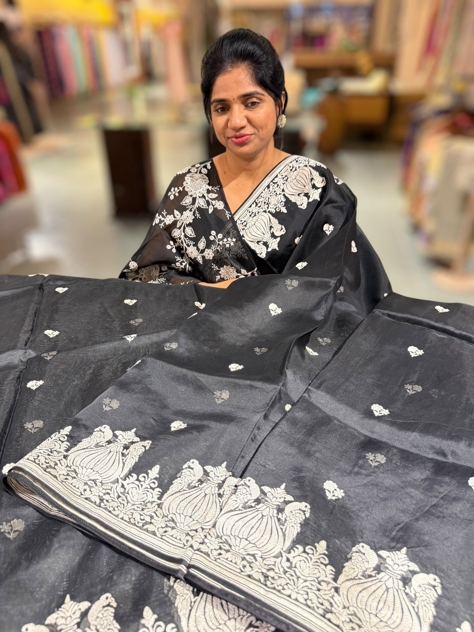 Black Organza with embroidery