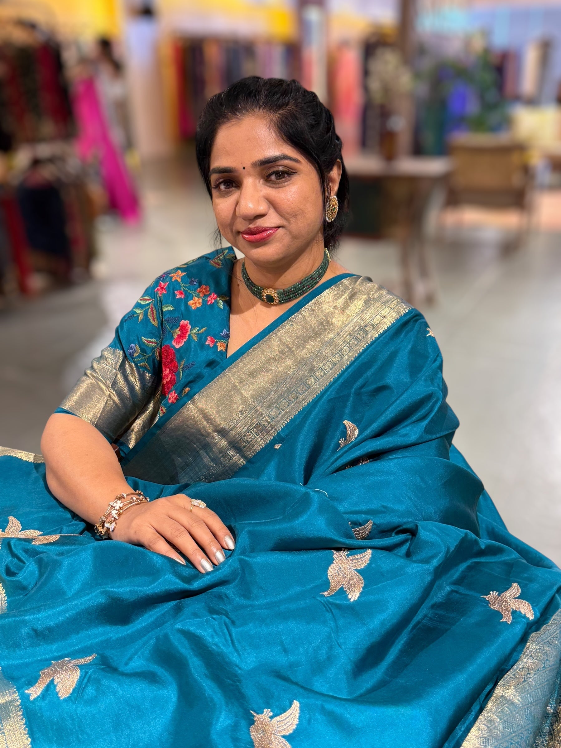 Peacock Blue Kanchi Soft Drape Saree