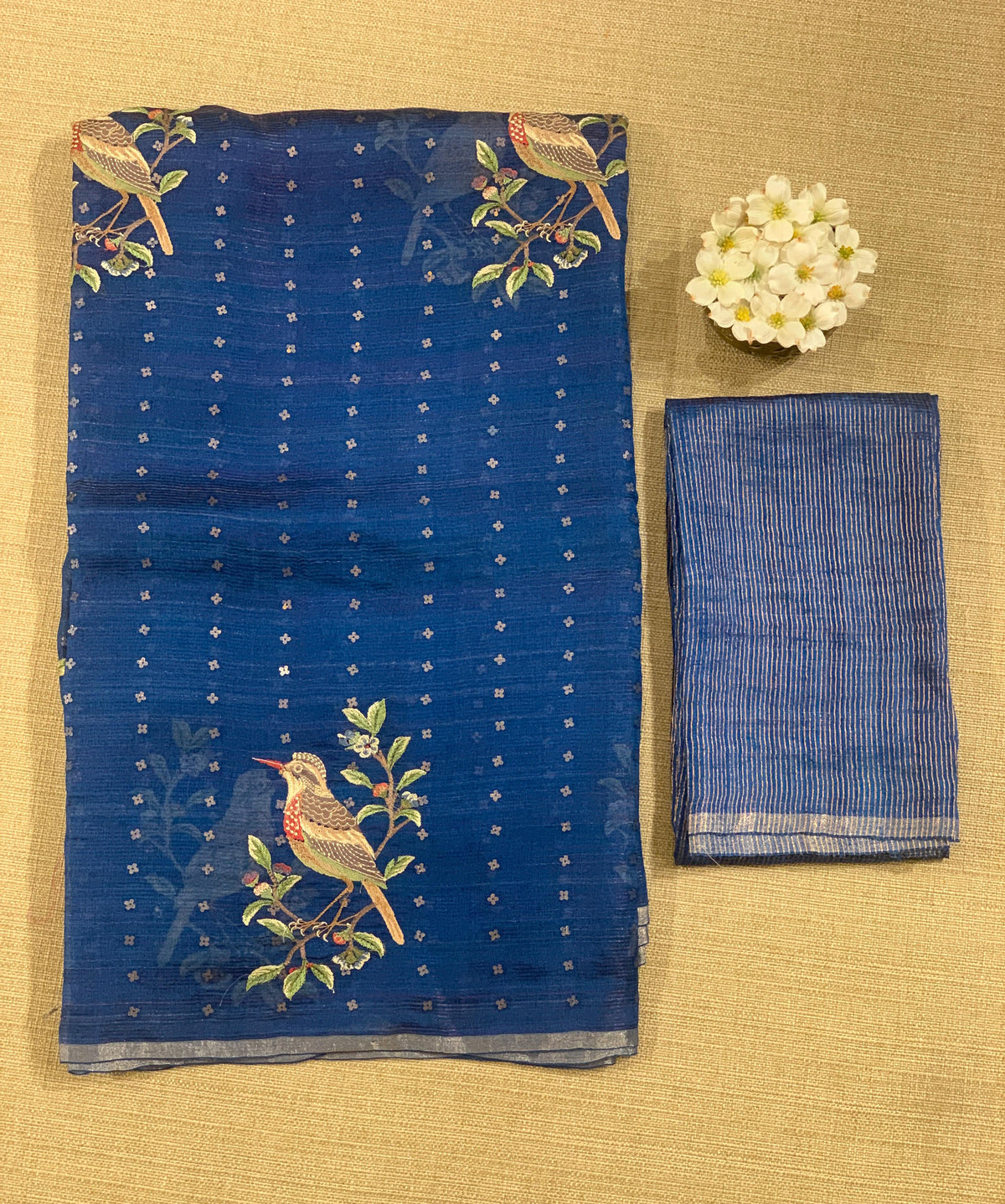 Blue Tussar Kota Saree byloom Saree