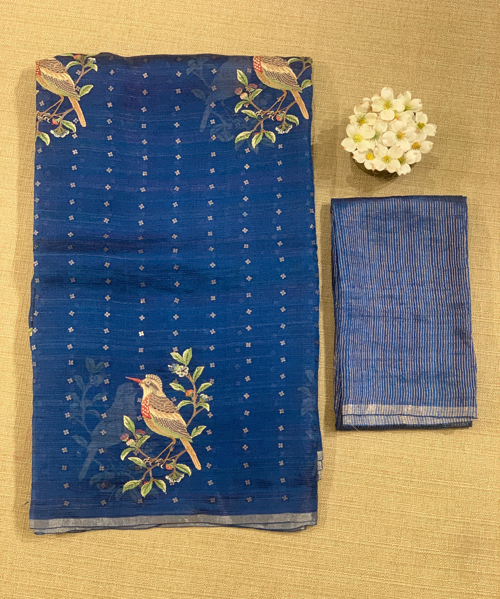 Blue Tussar Kota Saree byloom Saree