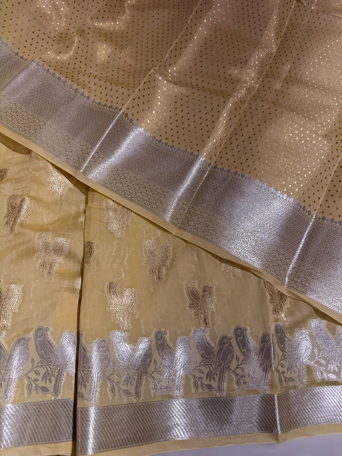 Pastel Yellow Banarasi Mul Silk Cotton Saree