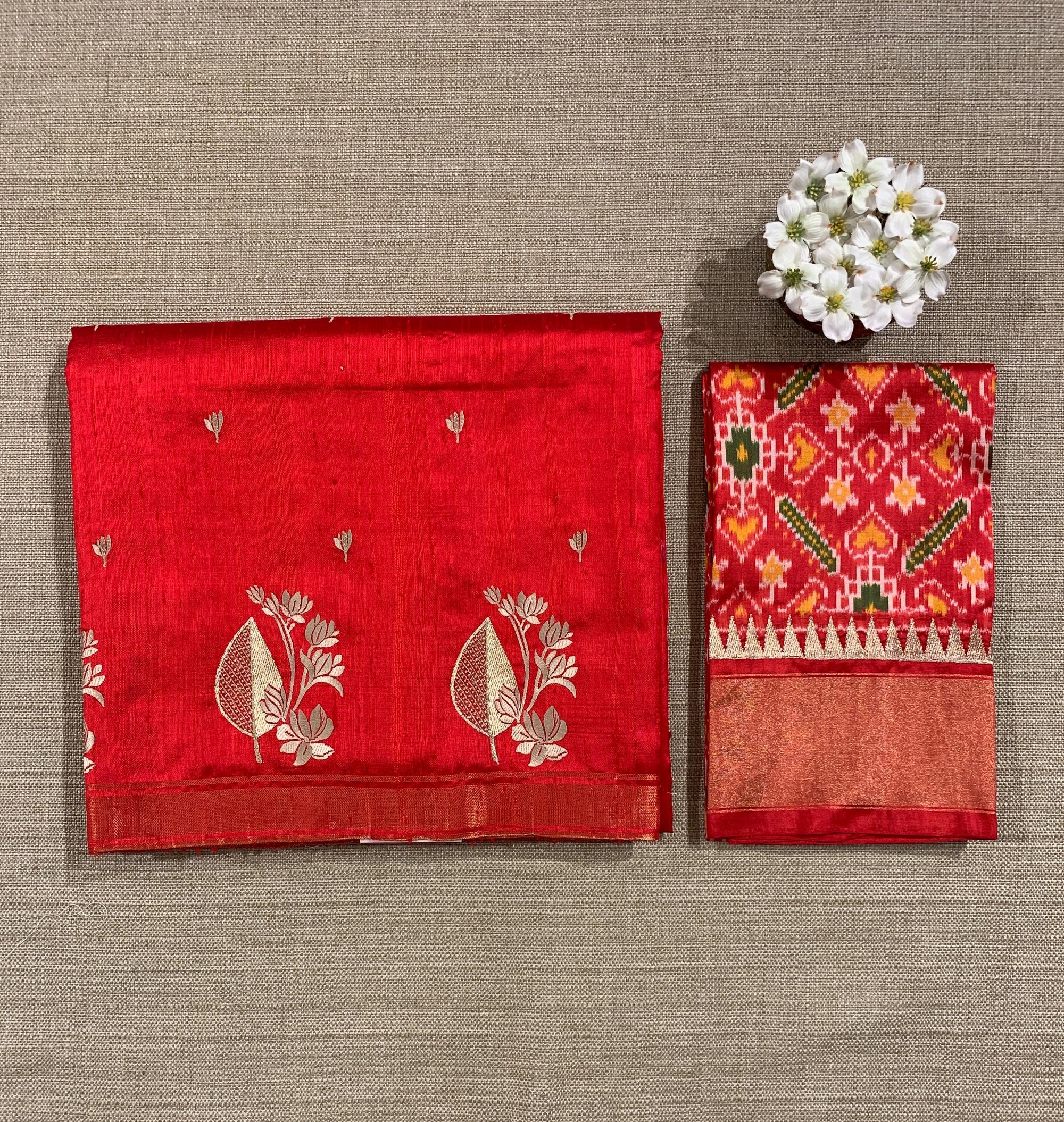 Red Pure Handloom Raw Silk Saree