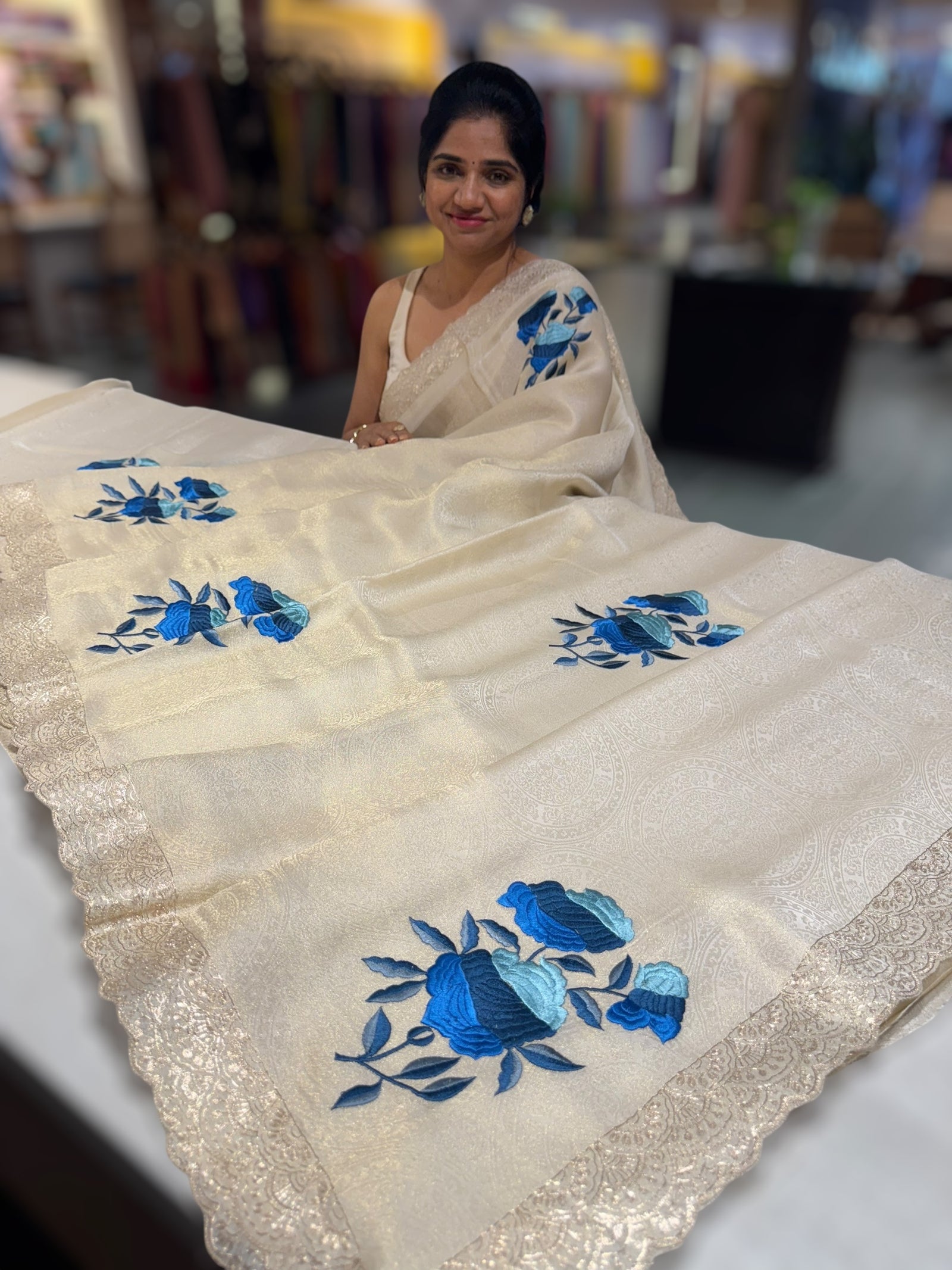 Ivory Banarasi brocade Tissue
