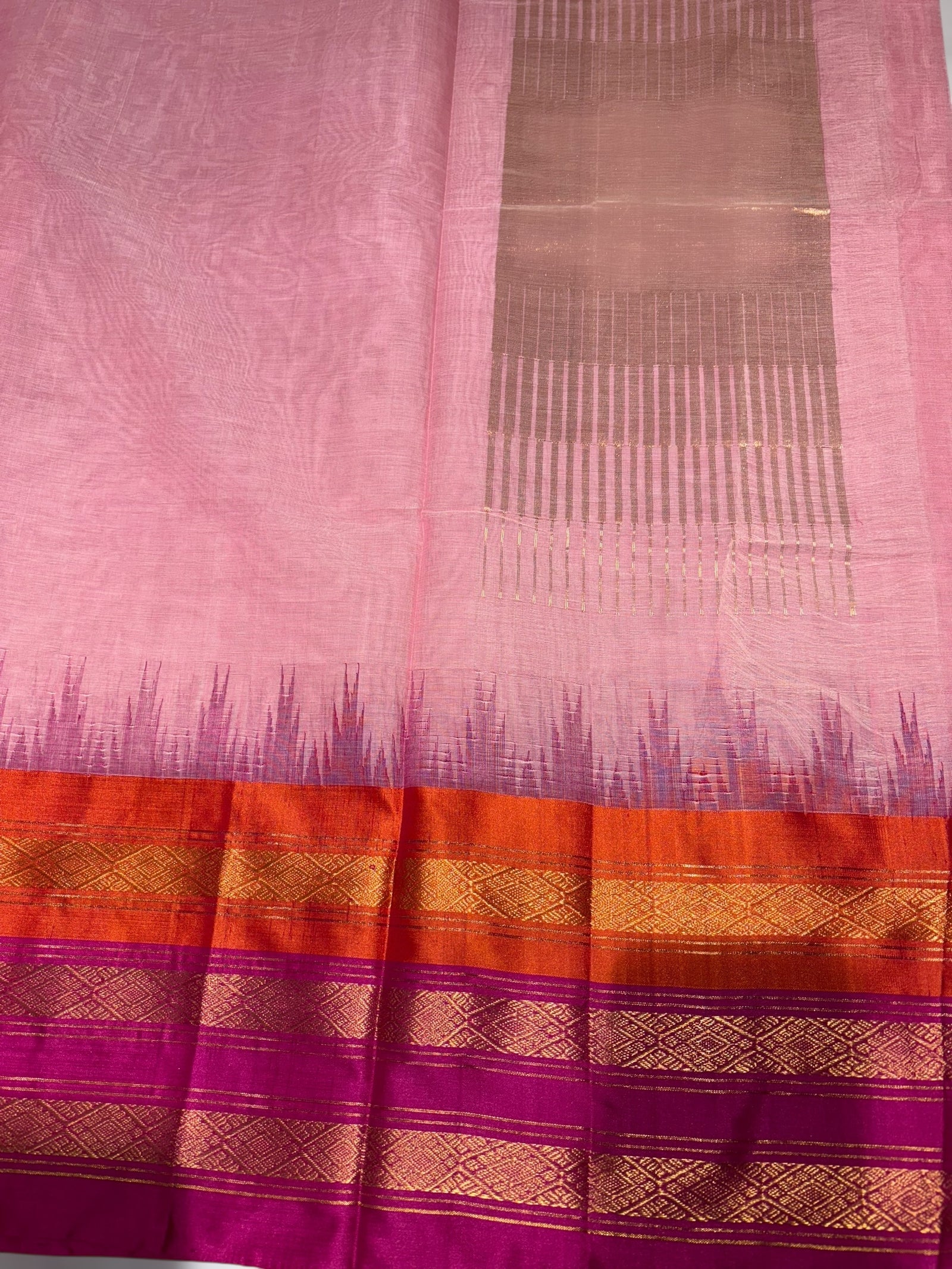 Pastel Pink ponduru khadi jamdani Saree