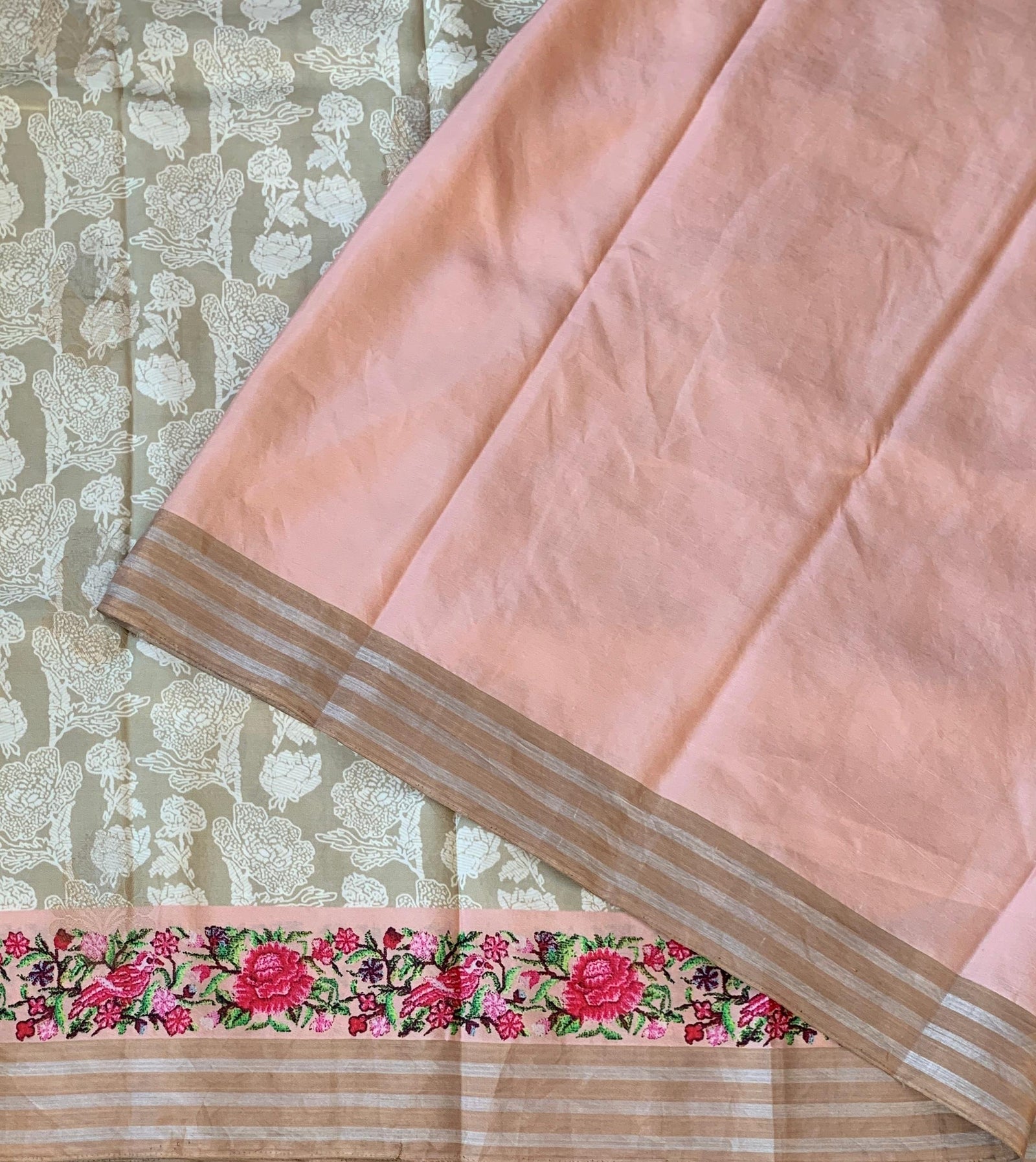 Earthy Tone kanchi soft silk  printed saree