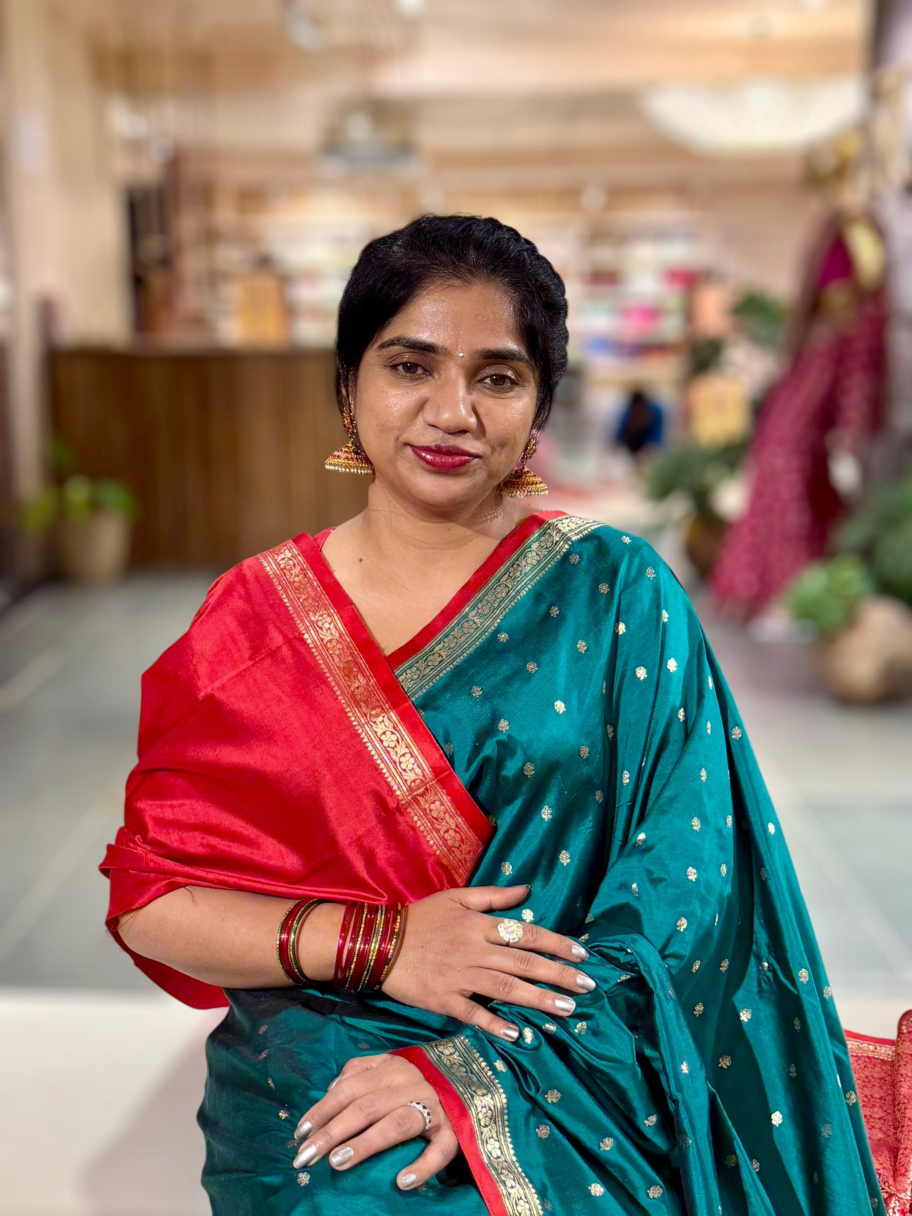 Banarasi Katan Silk Saree With Petite Point Embroidered Silk Blouse