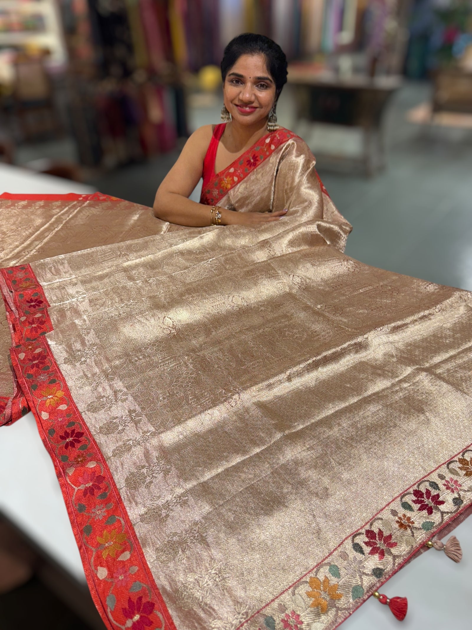 Designer Banarasi kora Tissue Brocade saree