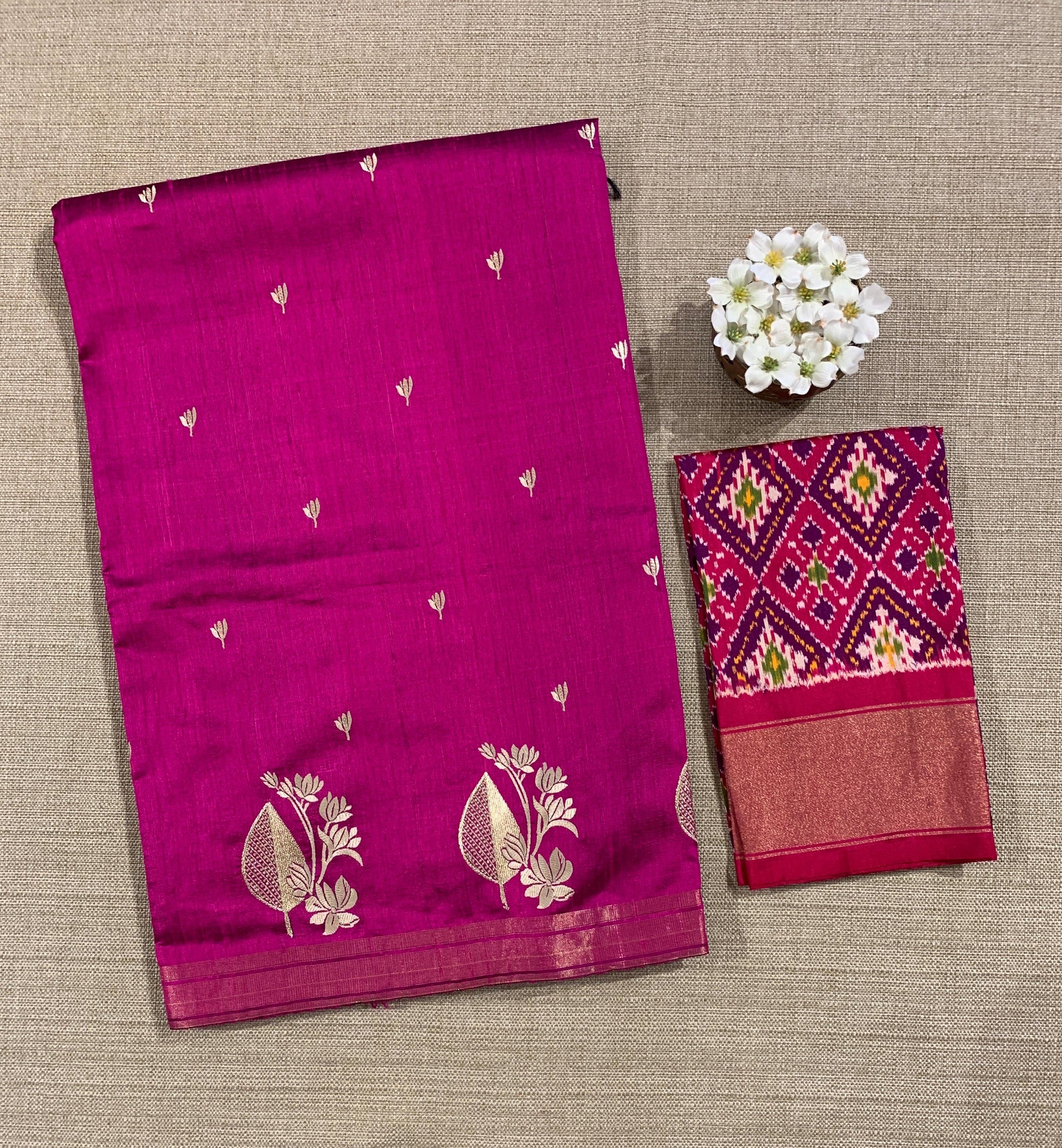 Majenta Pure Handloom Raw Silk Saree