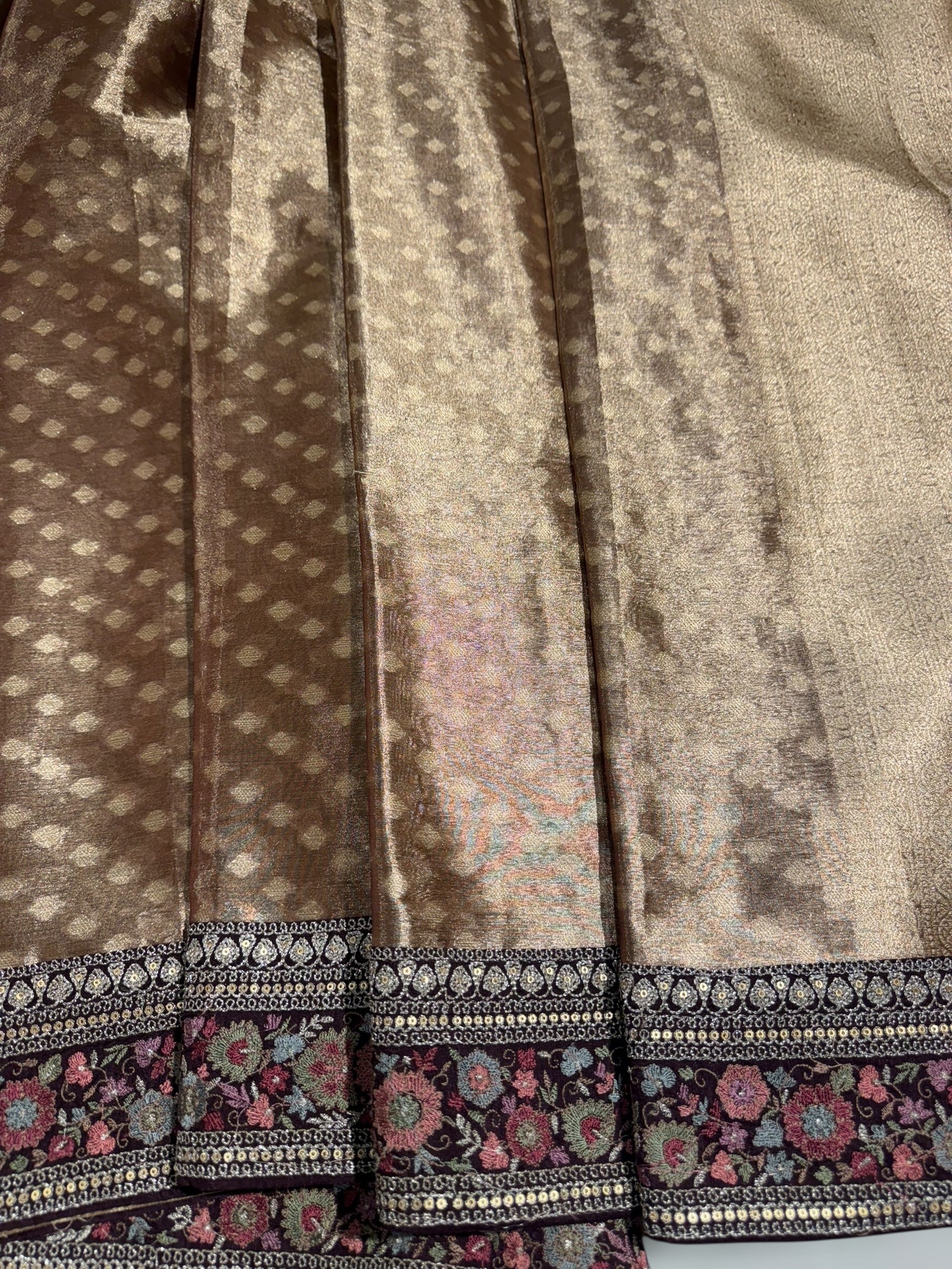 Antique Brown Banarasi brocade tissue saree with sabhya borders
