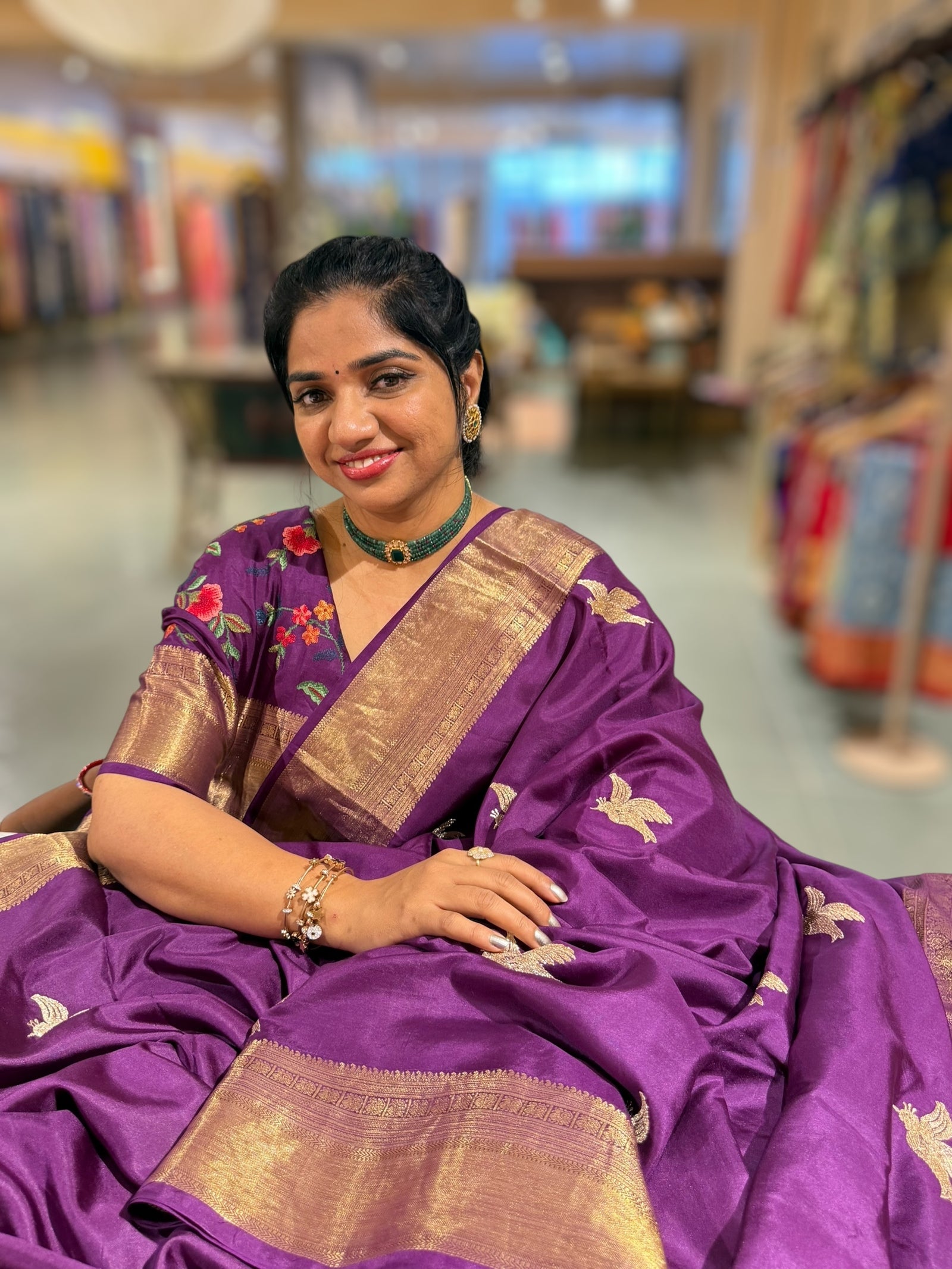 Brinjal Kanchi Soft Drape Saree