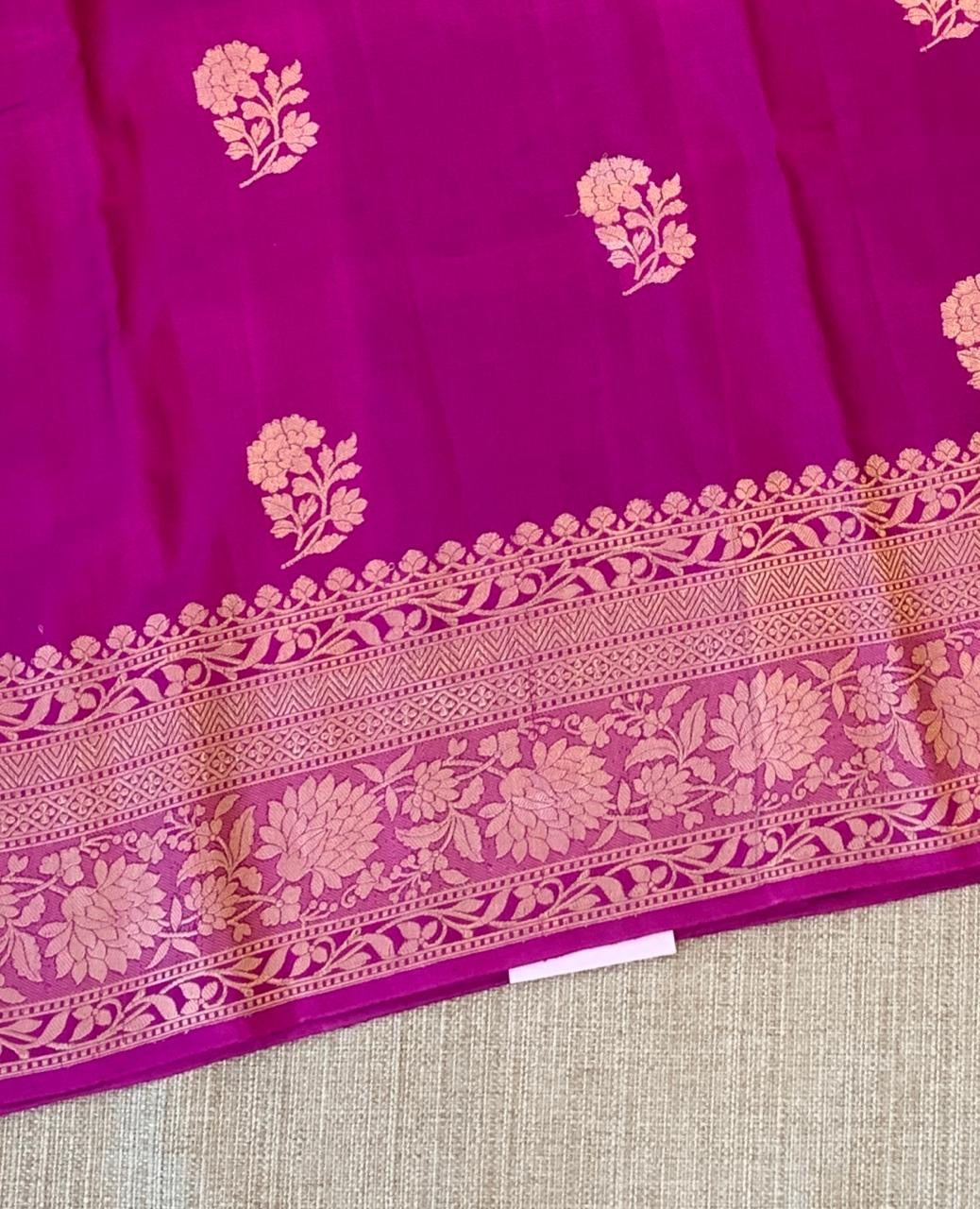 Majenta Raw Mangoe Silk Saree in Monotone Look & kaduwa woven motifs.