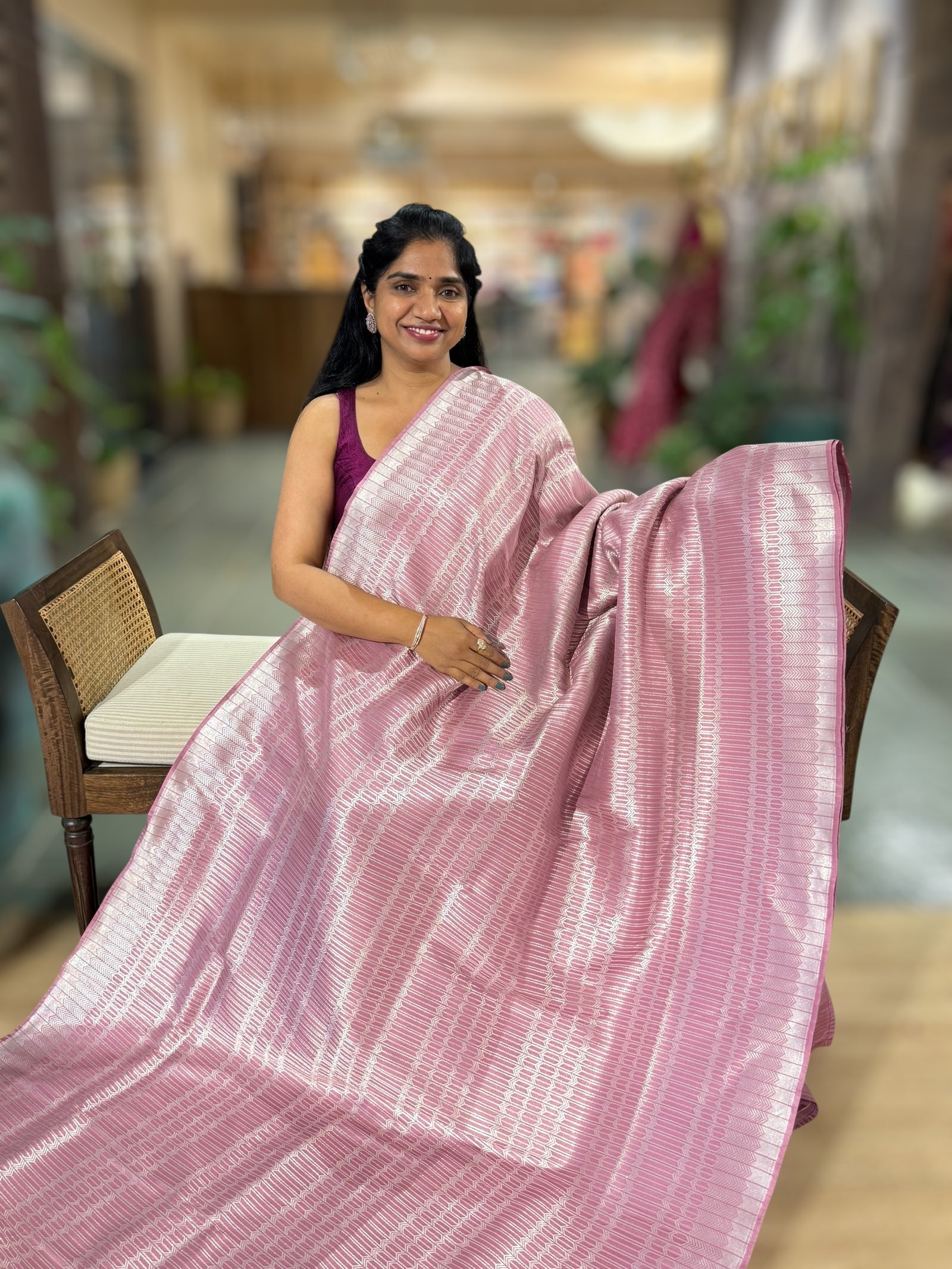 Dusty Rose Banarasi Ektara Silk Saree