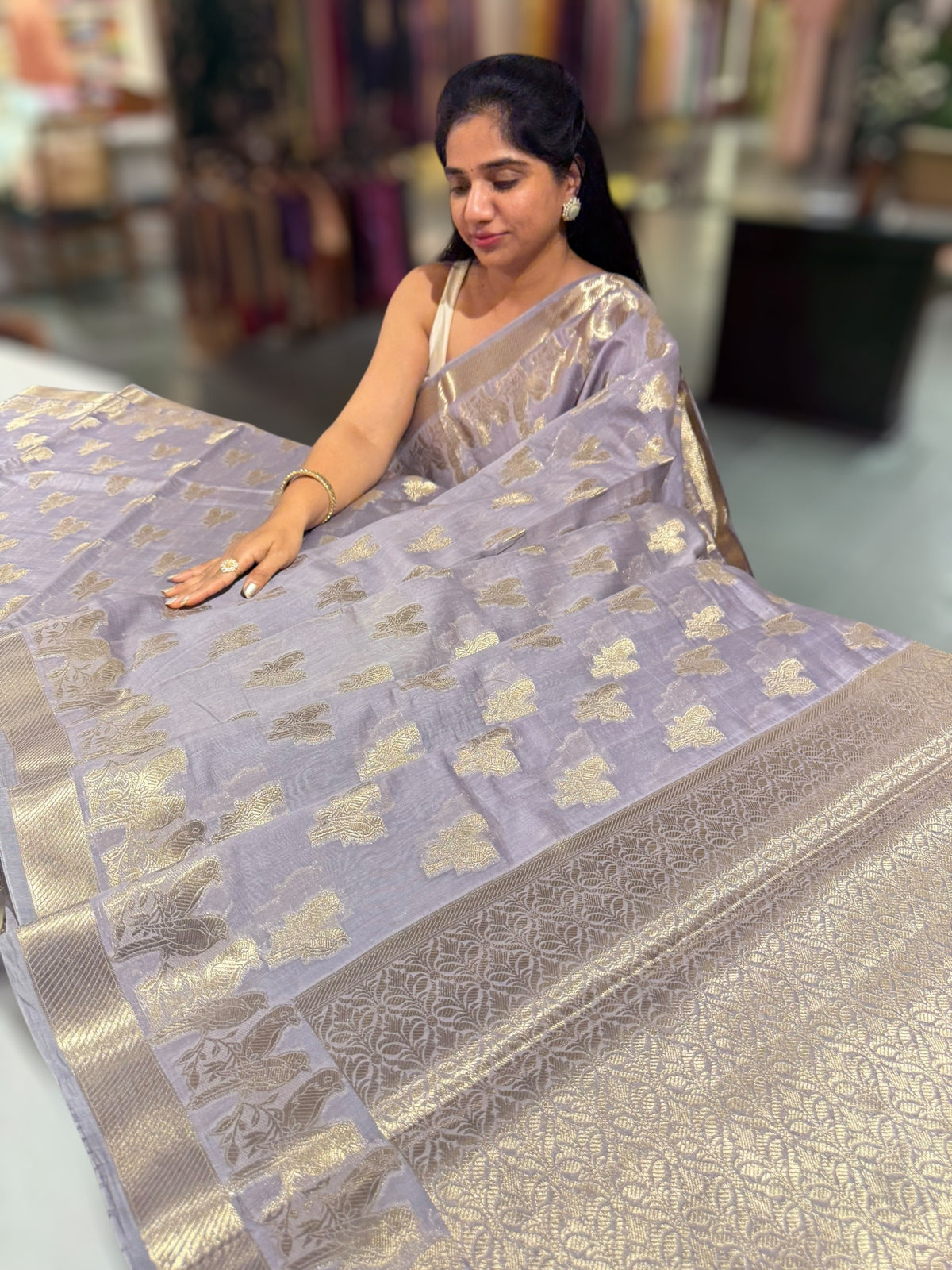 Dusty mauve Banarasi Mul Silk Cotton Saree