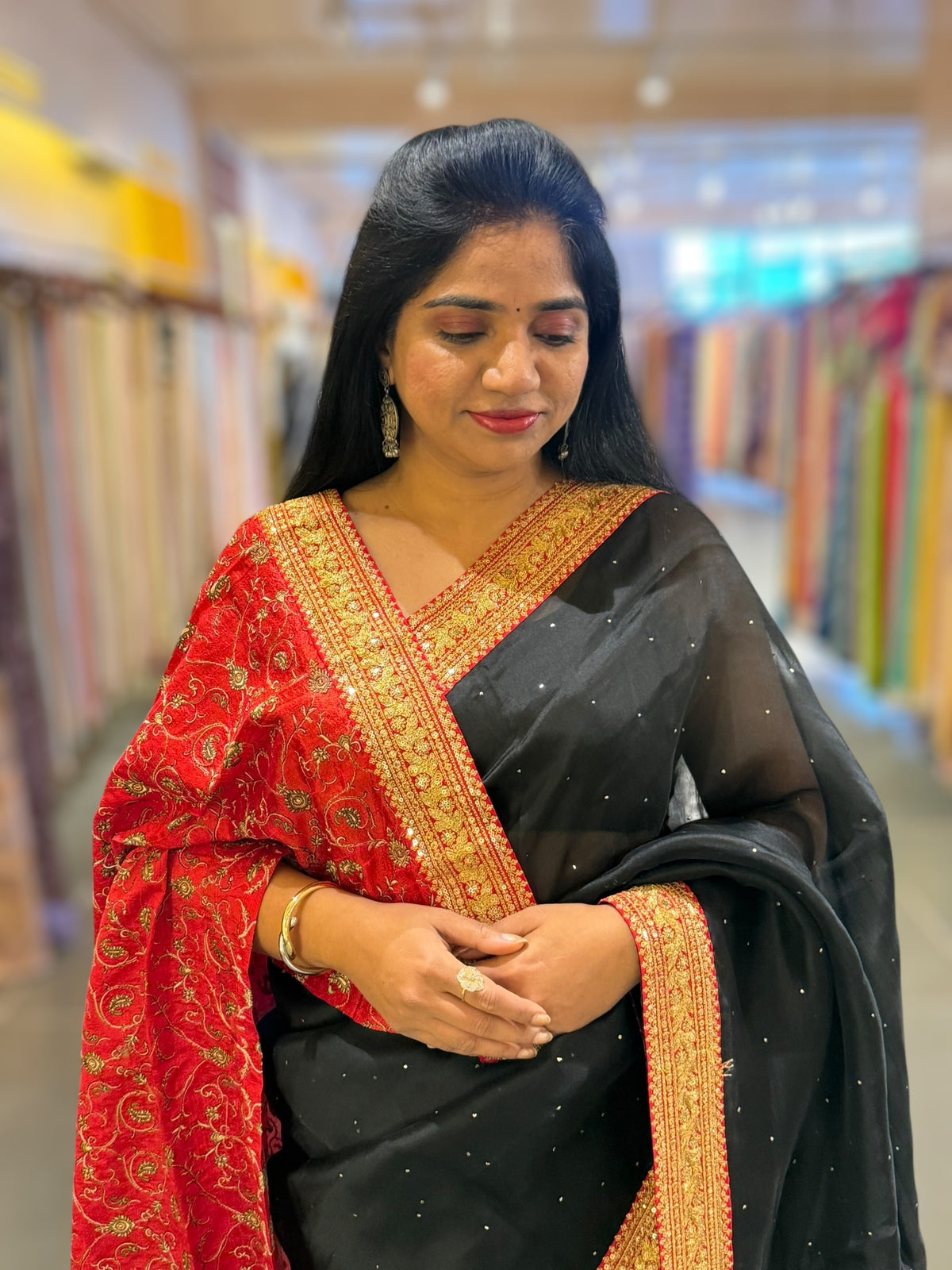 Black Organza with sabyasachi borders