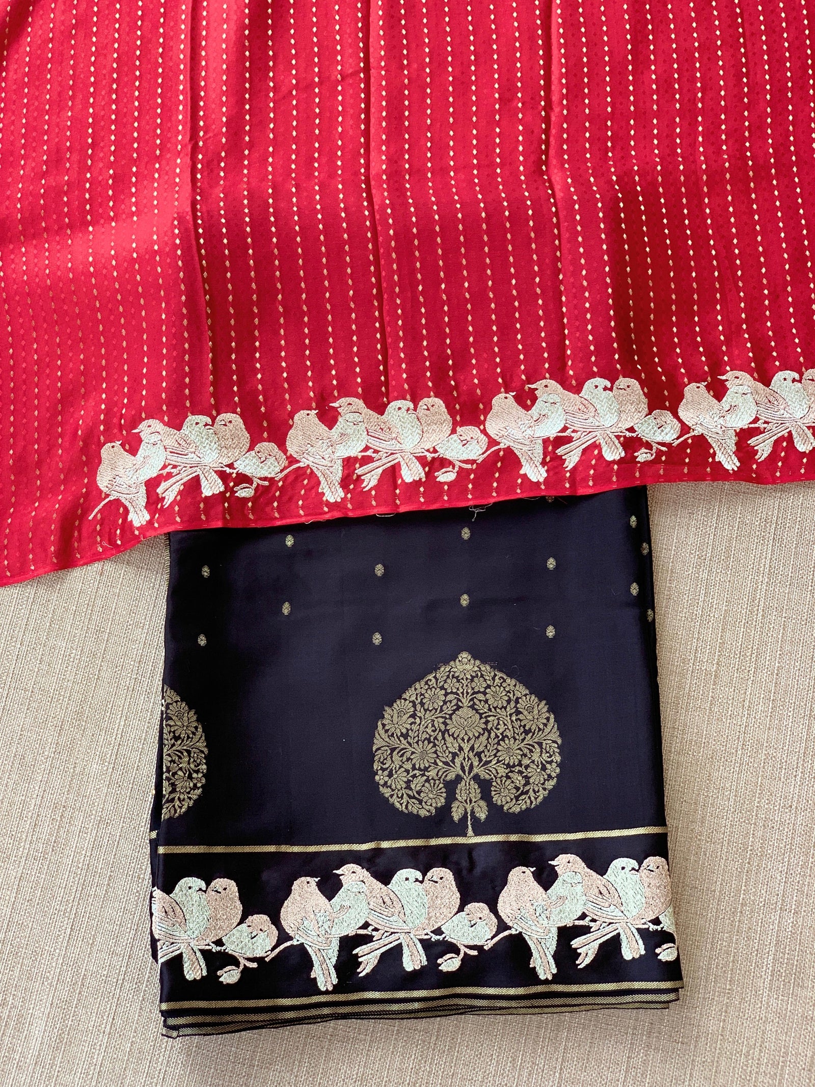 Mysore silk saree with woven motif and embroidered border : D62131