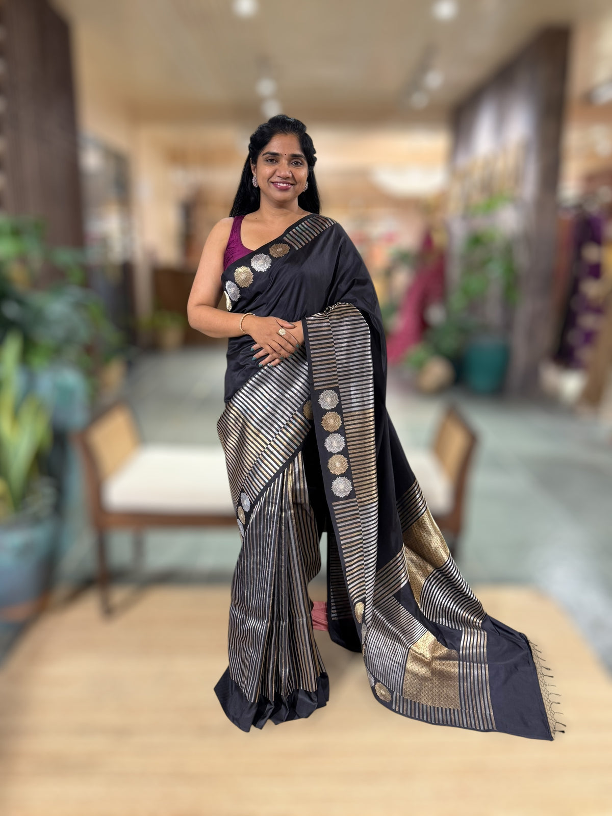 Black Designer Banarasi Ektara Silk Saree